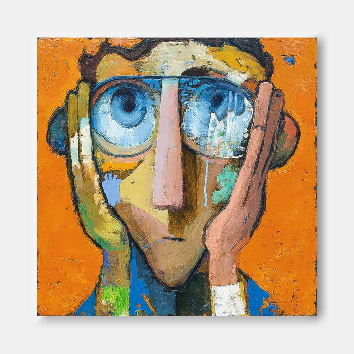 Abstract Portrait Oil Painting On Canvas Original Cute Boy Painting Large People Wall Art For Living Room
