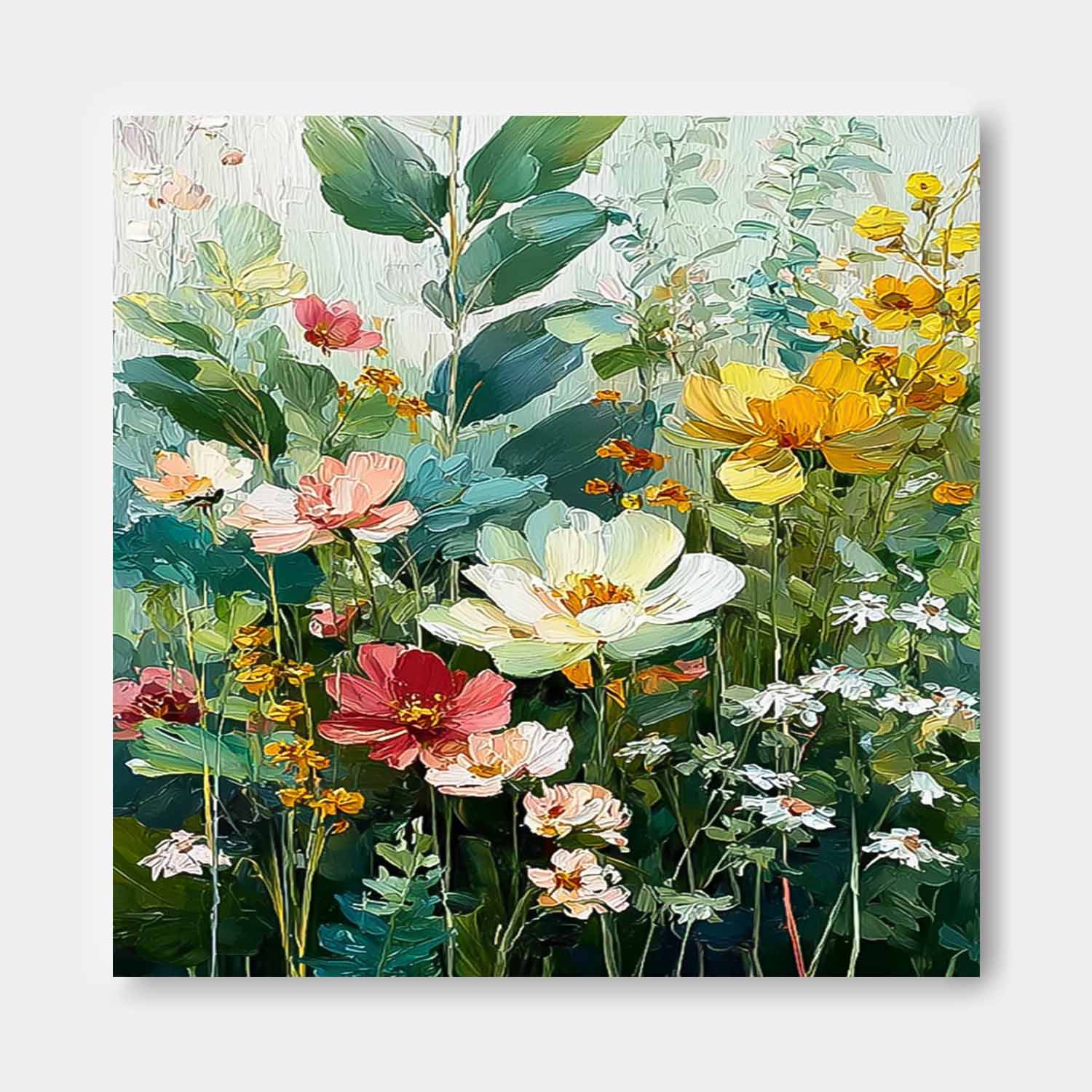 Green Original Artwork Texture Plant Wall Art Large Flower Abstract Oil Painting Canvas Home Decor