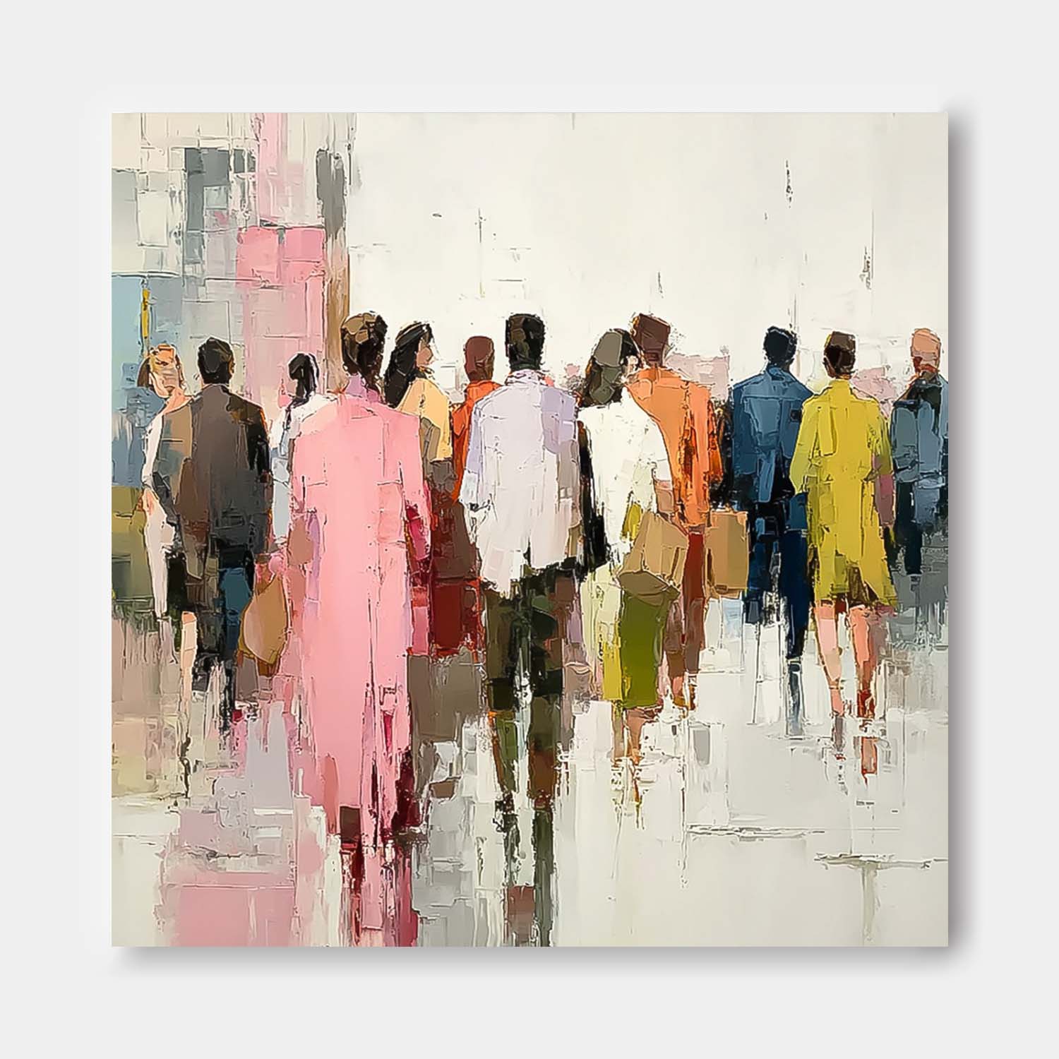 Abstract Figure Painting Canvas Large Multi-person Street Wall Art Original Passerby Features Artwork