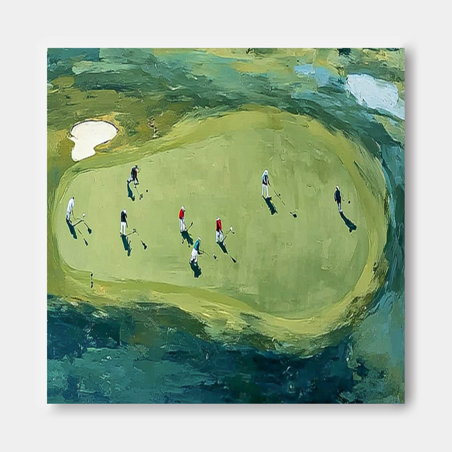 Contemporary Sport Decor Modern Golf Artwork Square Textured Multiplayer Golf Art Golf Lovers Gift