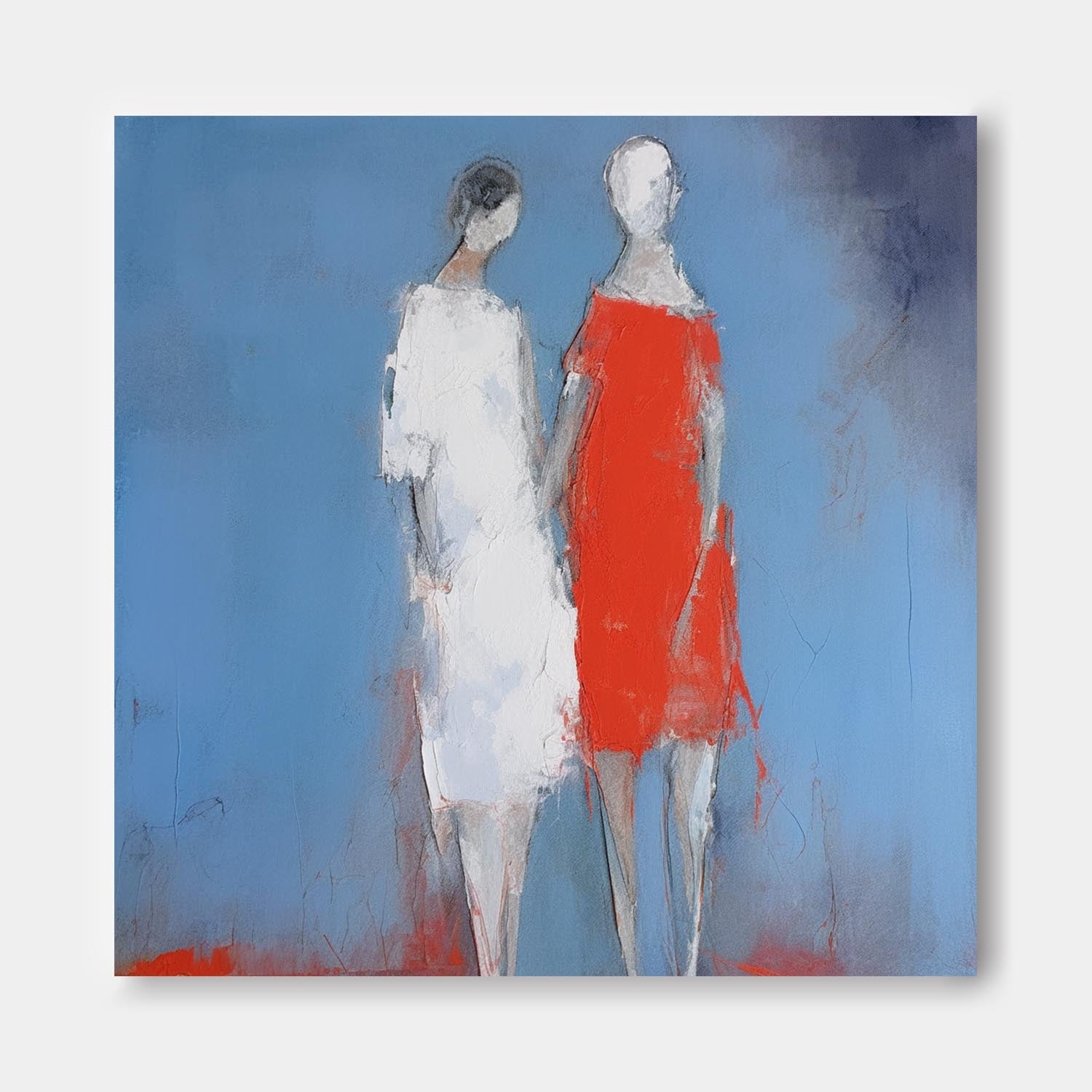 Abstract Couple Painting Square Romantic Wall Art Lovers Wall Art Love Couple Art