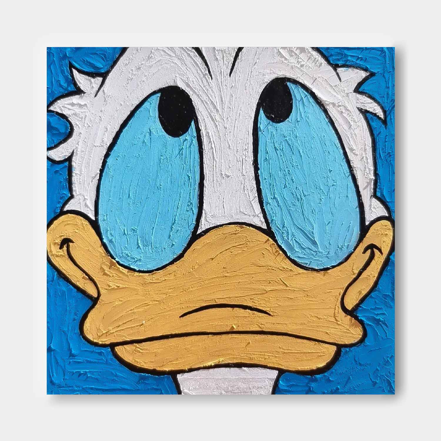 Original Graffiti Disney Characters Painting Canvas Square Donald Duck Abstract Wall Art Large Artwork