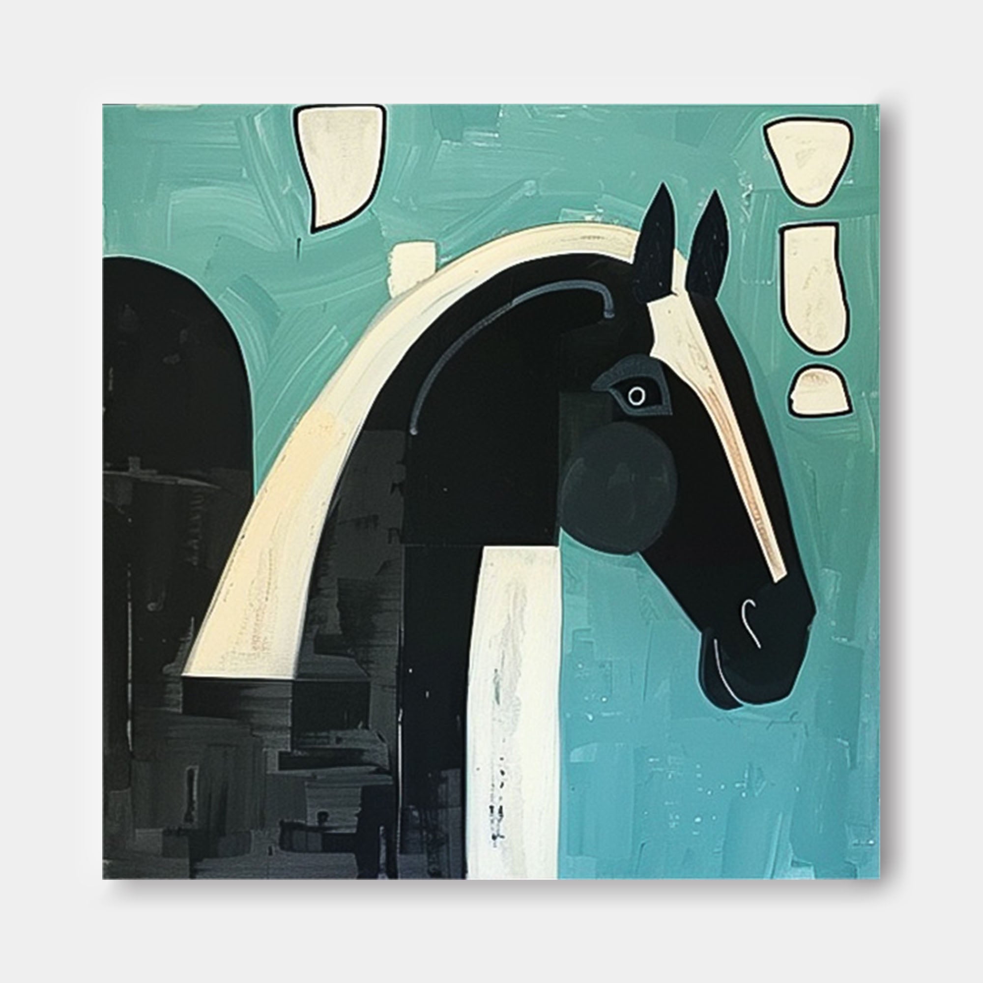 Modern Minimalist Horse Canvas Oil Painting Original Impressionist Horse Wall Art Large Animal Artwork Home Decor