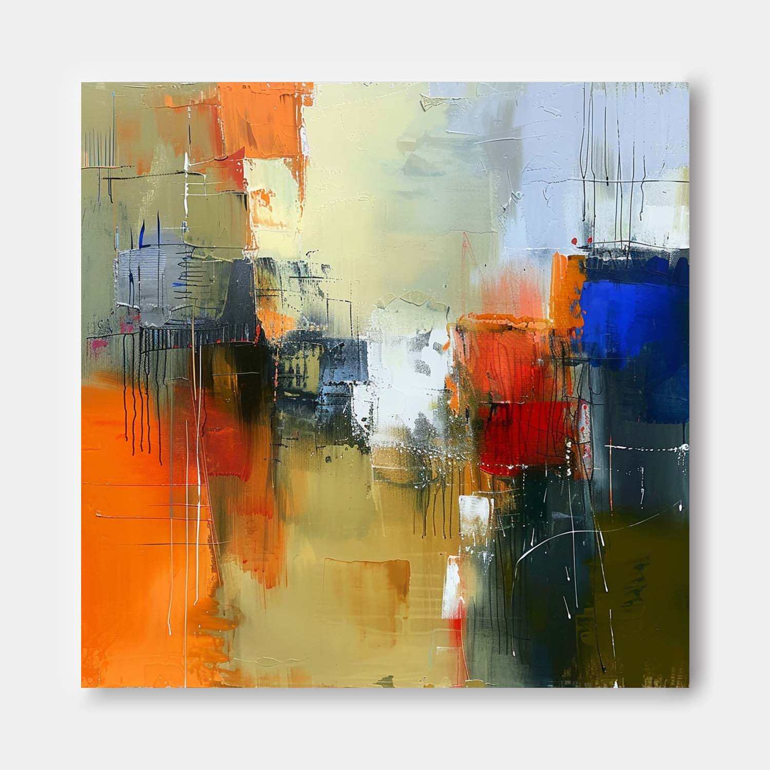 Large Abstract Oil Painting Modern Textured Artwork Warm Coloeful Original Hand-painted Canvas Wall Art