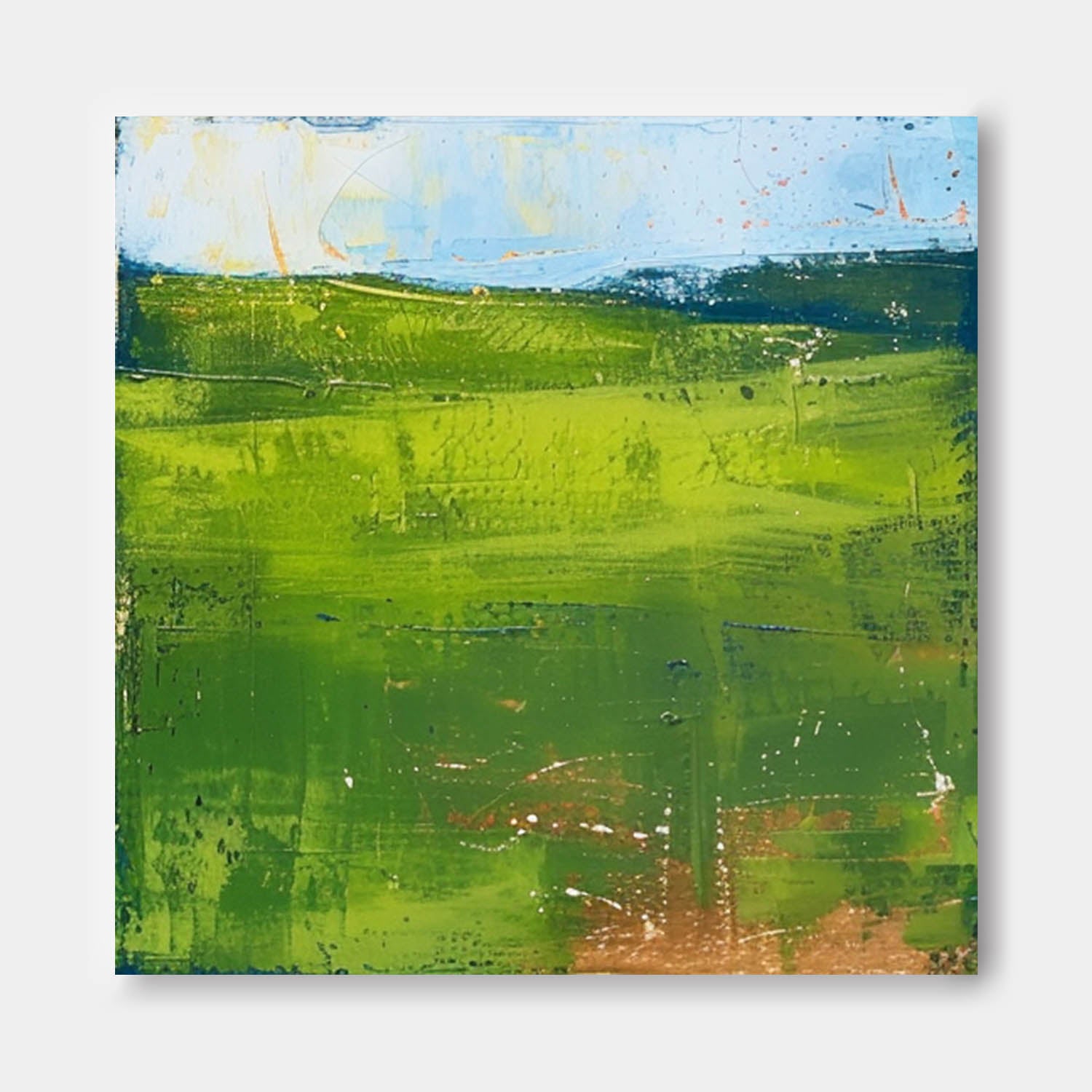 Large Abstract Field Oil Painting On Canvas Modern Green Nature Art Original Wall Art Home Decor