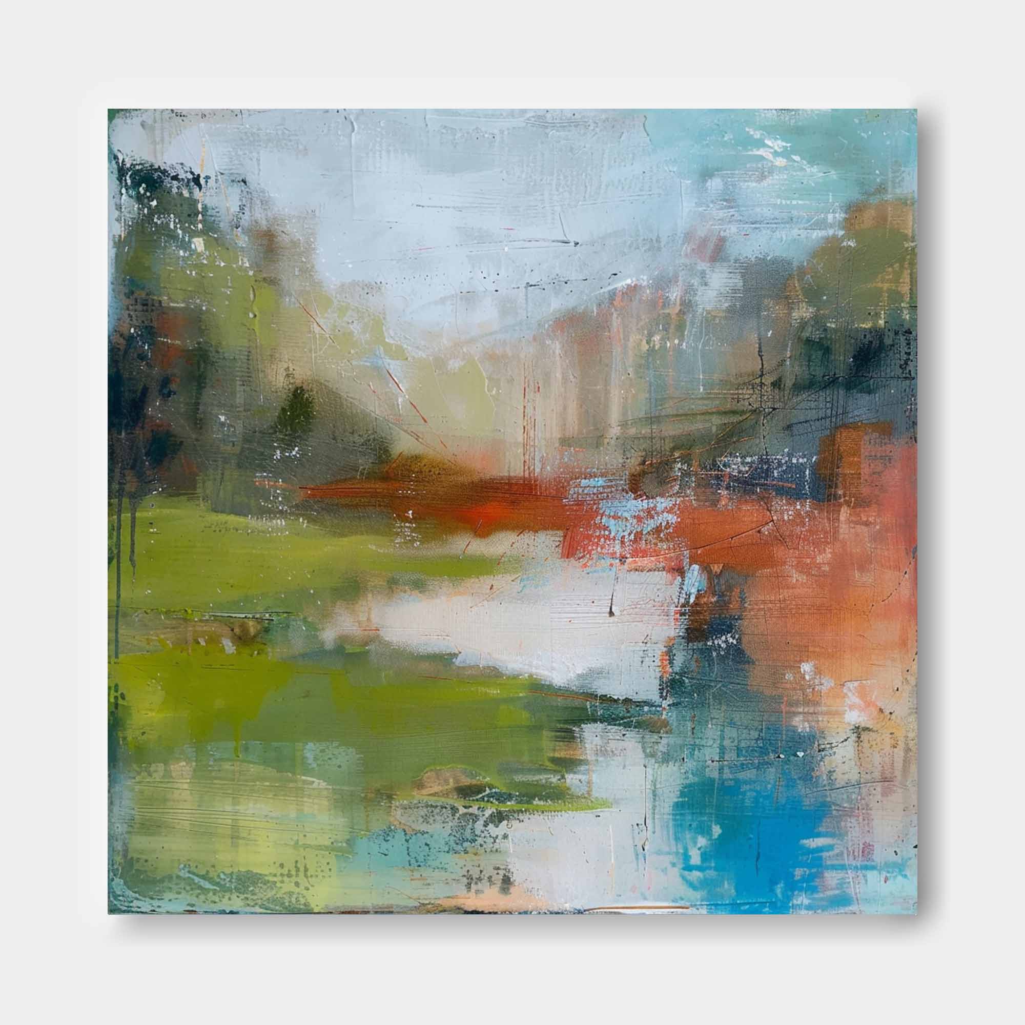 Large Abstract Oil Painting Canvas Modern Scenery Nature Art Original Retro Landscape Wall Art Home Decor