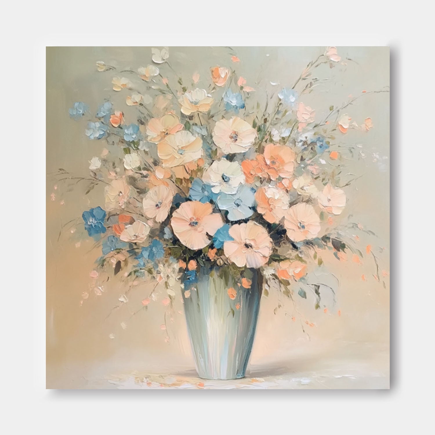 Original Exquisite Vase Art Large Textured Flower Painting Contemporary Blossom Wall Art For Living Room