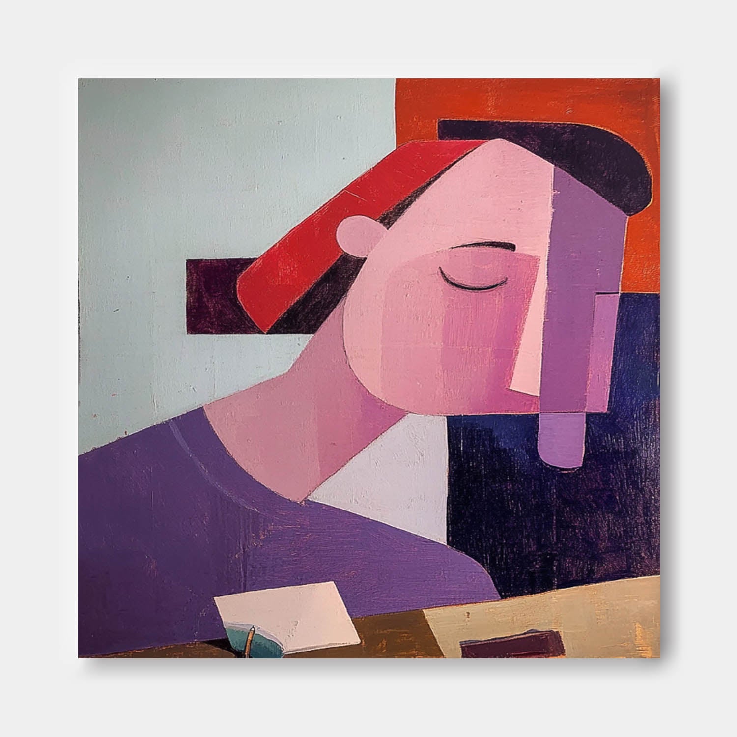 Sculptural style Abstract Wall Art Origina Figure Acrylic Painting Canvas Square Large Portrait Artwork