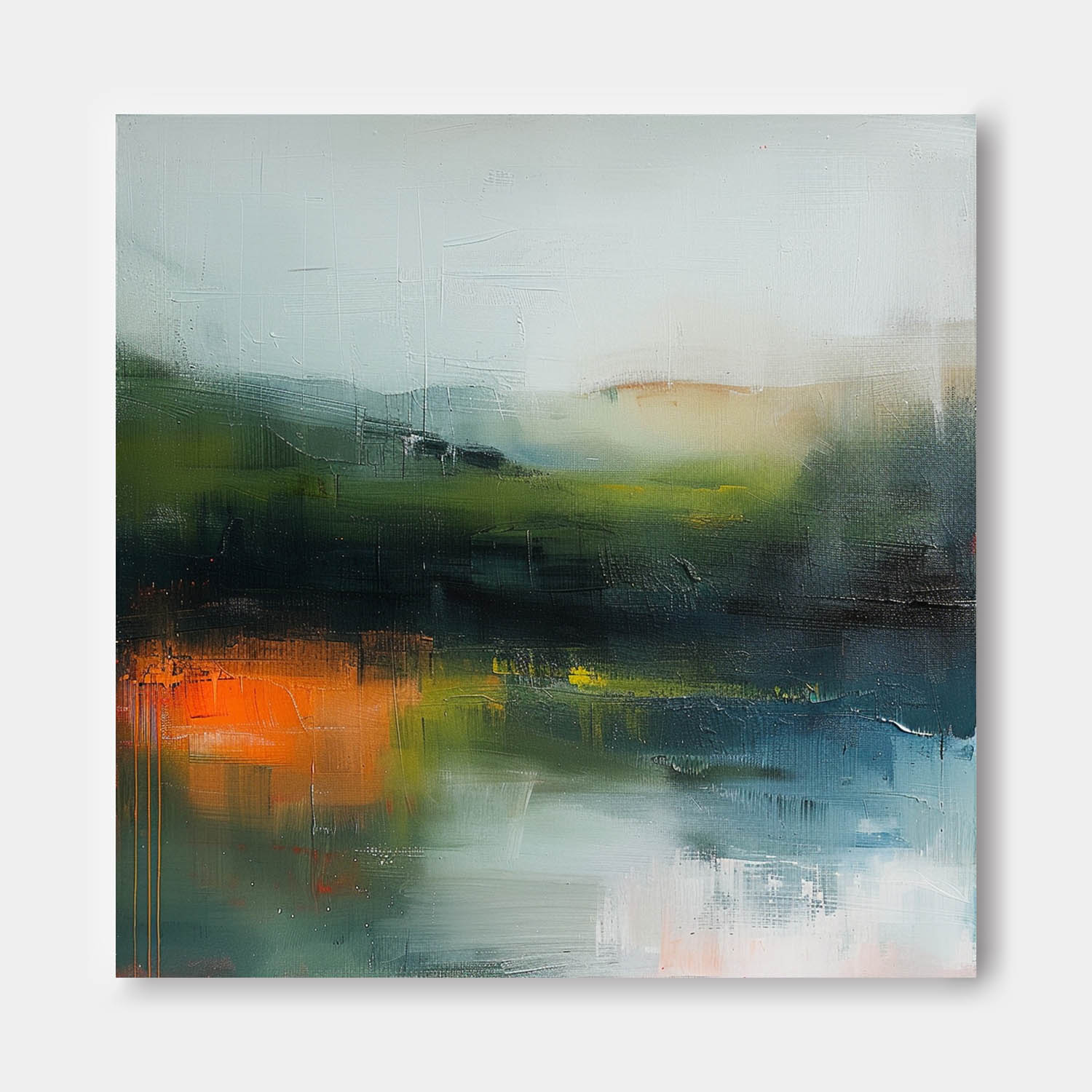 Modern Grey Scenery Nature Art Original Landscape Wall Art Large Abstract Oil Painting Canvas Home Decor