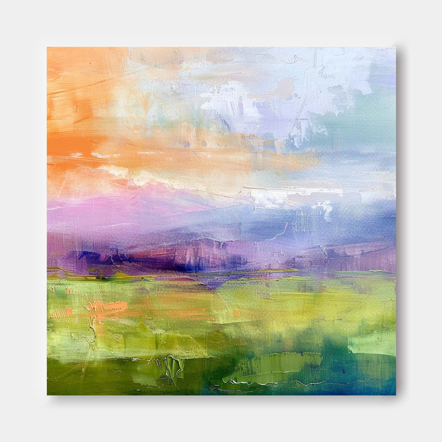 Ink Style Texture Painting Abstract Landscape Oil Painting Modern Colorful Dreamscape Sunrise Natural Artwork