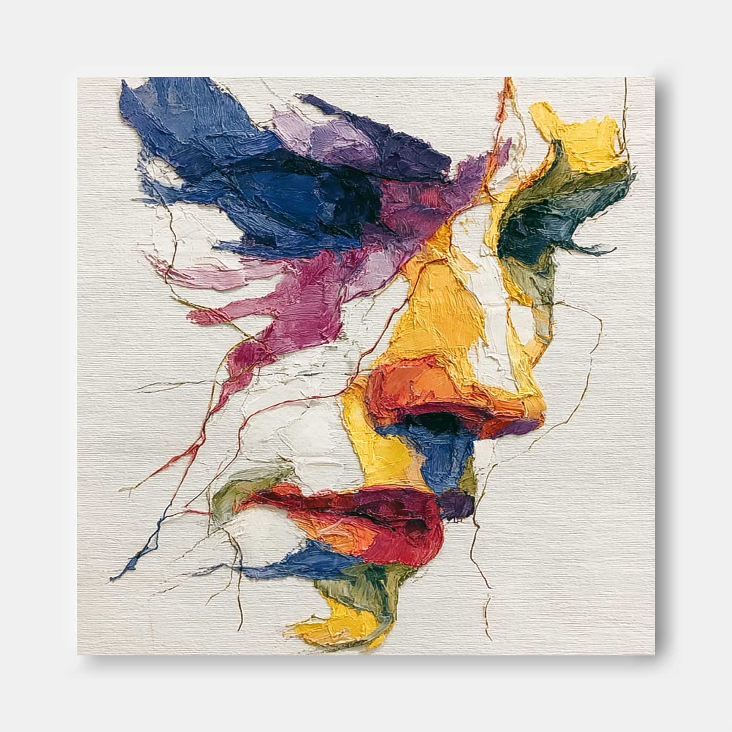 Large Graffiti Figure Wall Art Abstract Side Face Painting Canvas Original Line Facial Features Artwork