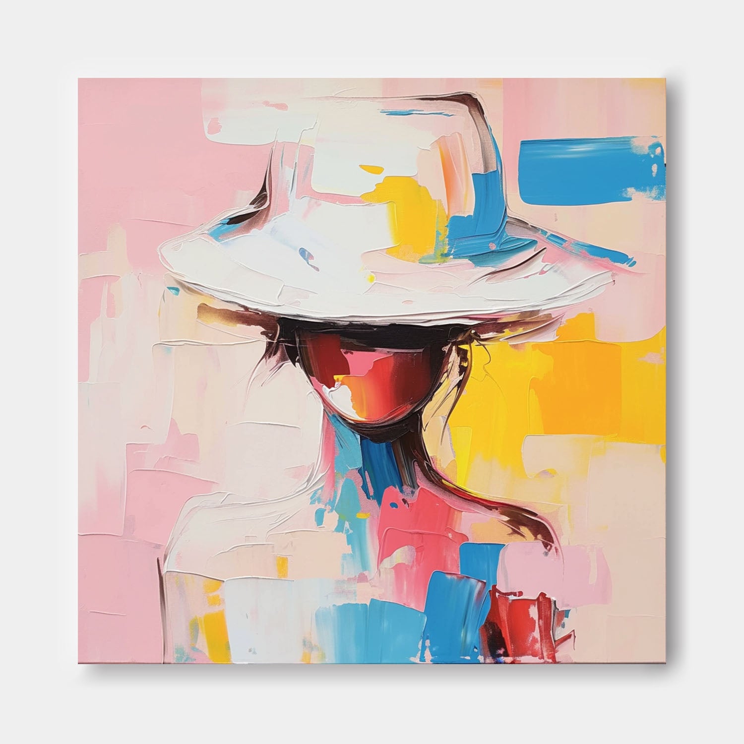Vibrant Colors Texture Portrait Large Wall Art Original Beautiful Painting Canvas Face Figurative Fashion Home Decor