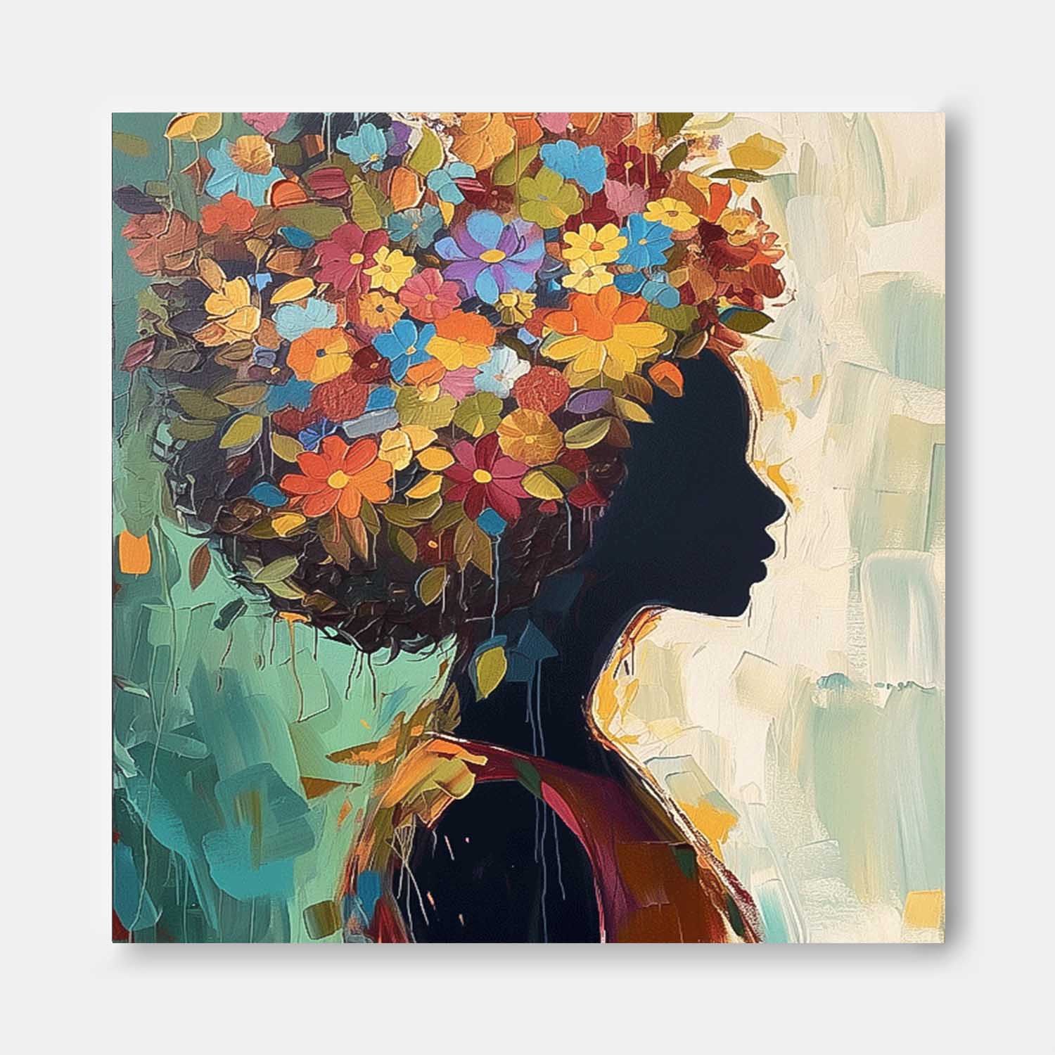 Color Texture Shadow Portrait Large Wall Art Original Beautiful Flower Figurative Painting Canvas Home Decor