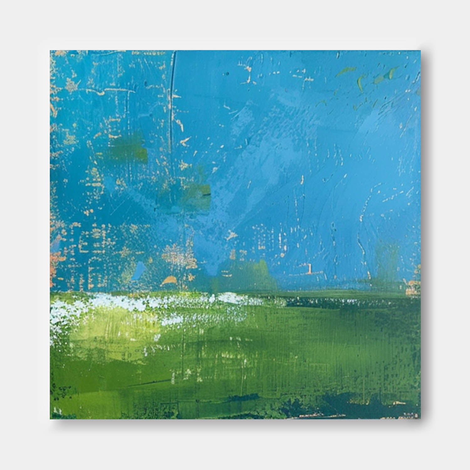 Blue And Green Large Abstract Oil Painting On Canvas Original Wall Art Modern Nature Art for Living Room