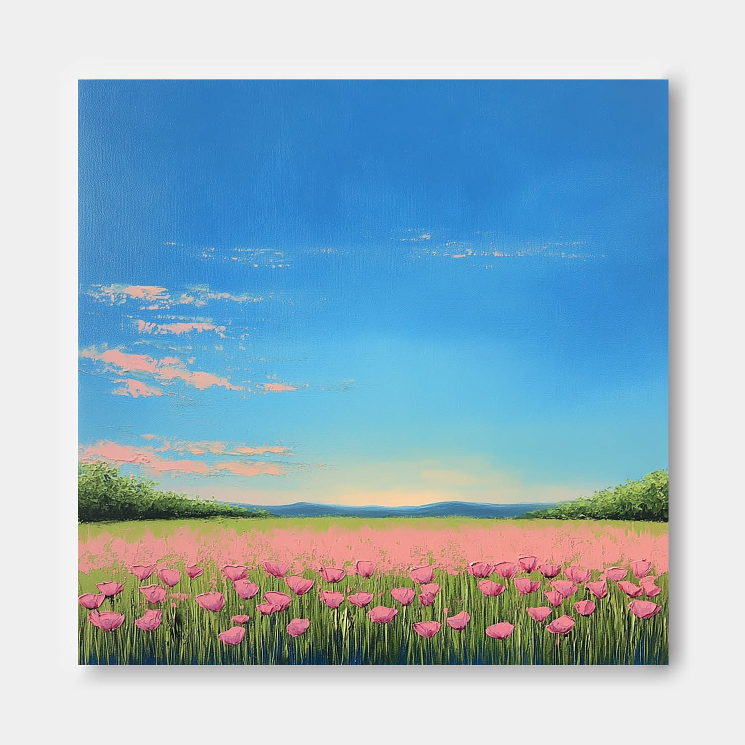 Muted Country Field Wall Art Wildflower Field Scenery Oil Painting Landscape painting Nature Artwork