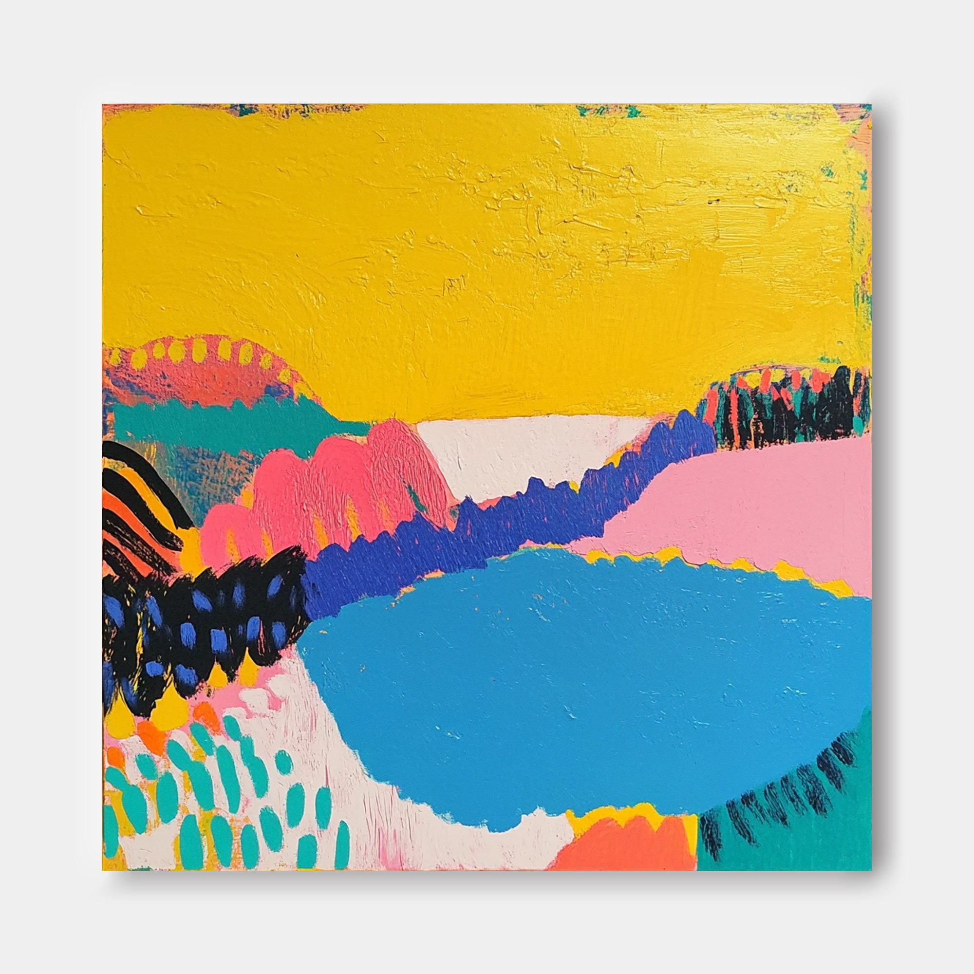 Square Contemporary Art Texture Acrylic painting Original Landscape Painting Abstract Graffiti Wall Art