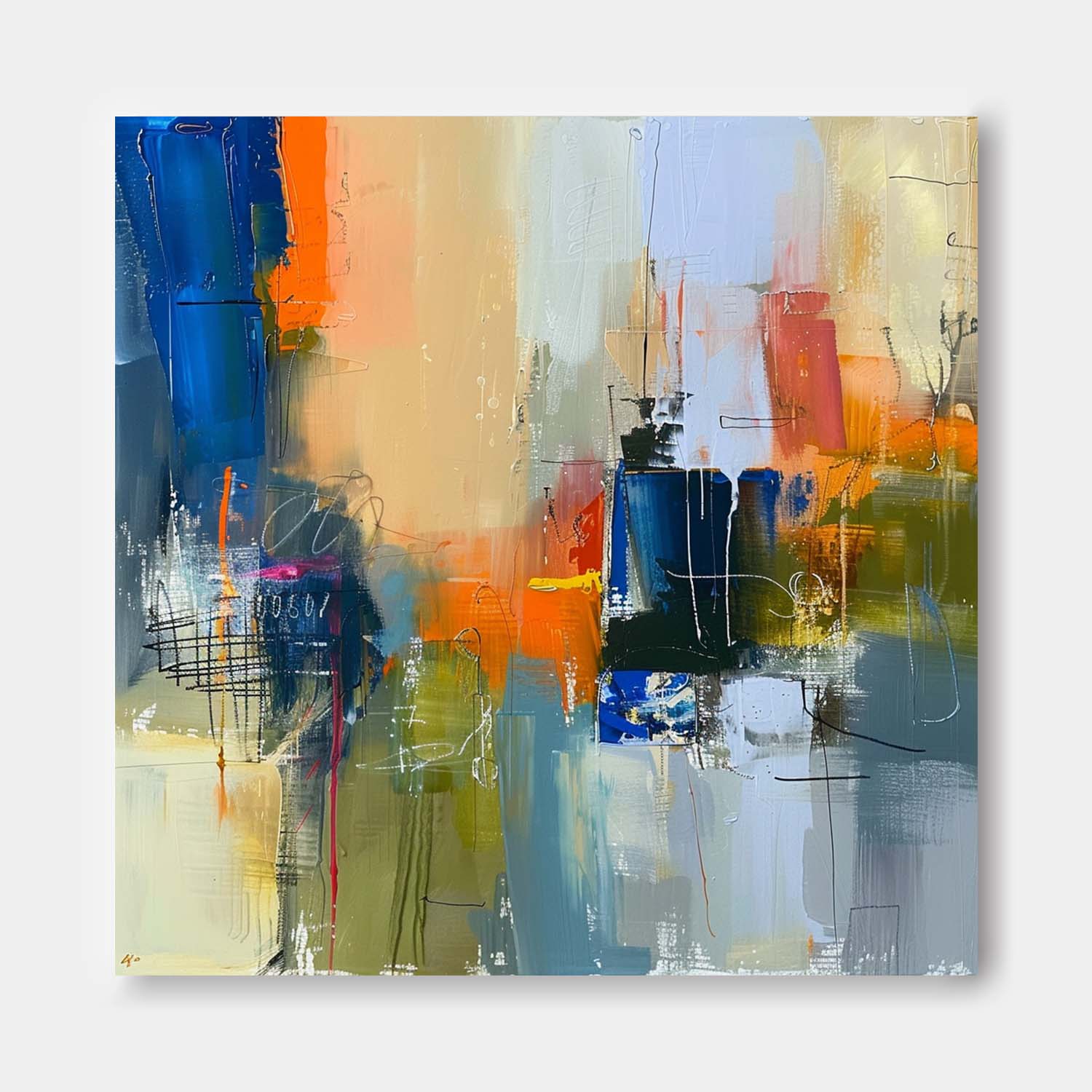 Modern Textured Artwork Warm Coloeful Original Hand-painted Canvas Wall Art Large Abstract Oil Painting