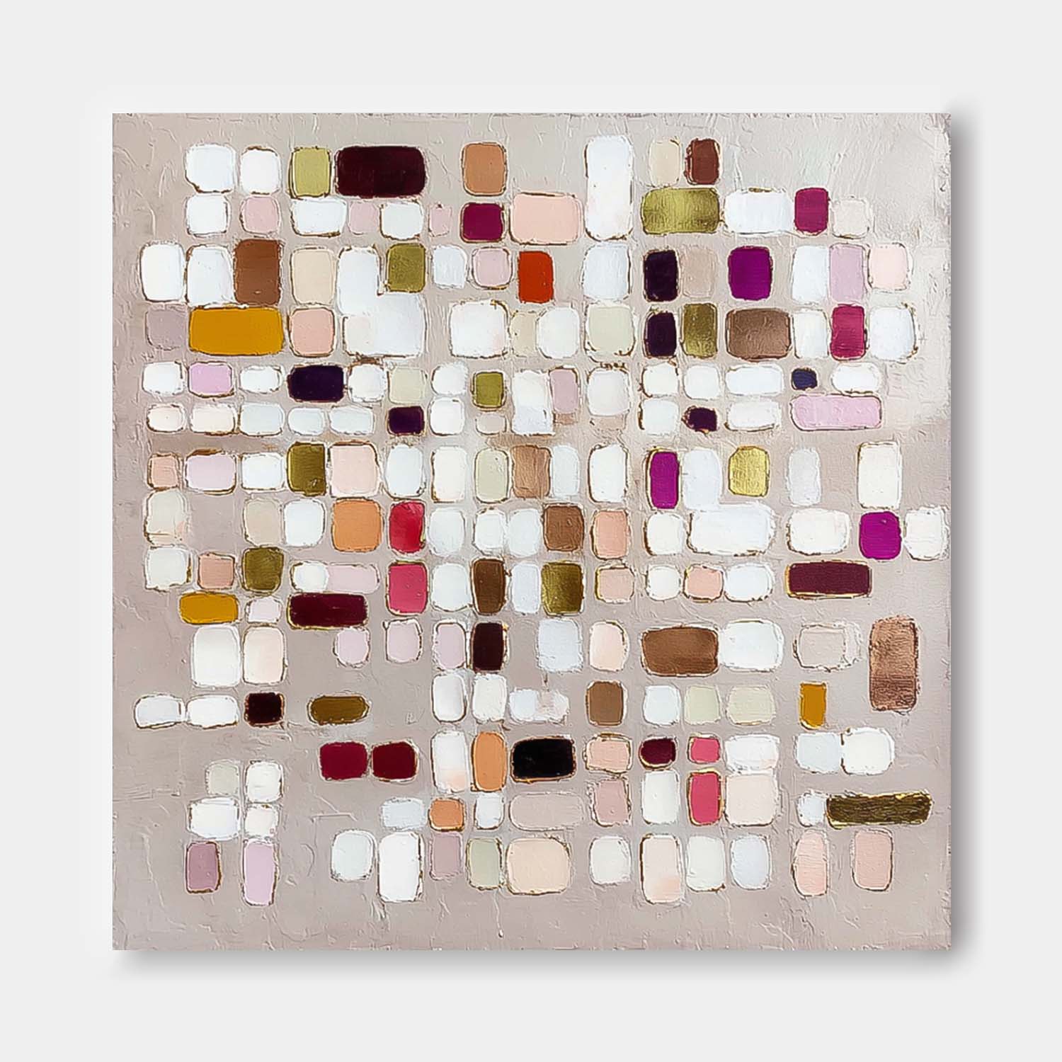 Large Square Color Block Texture Painting Framed Abstract Geometry Acrylic painting Original Wall Art