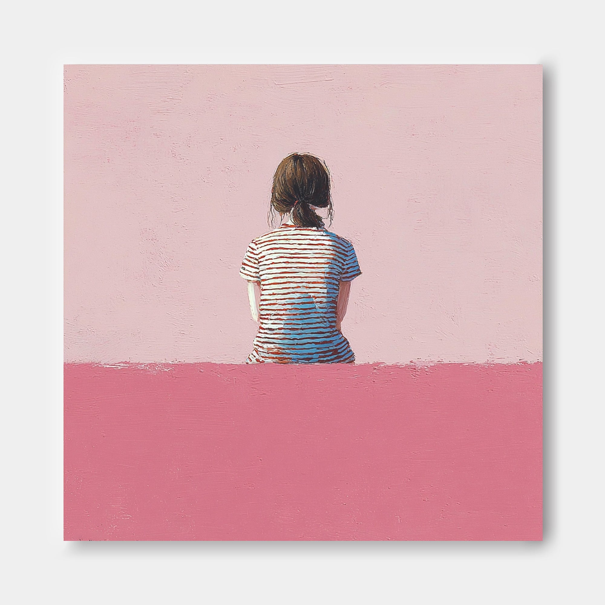 Abstract Warm atmosphere Art Minimalist Girl View Of Back Painting Pink Wall Art For Living Room