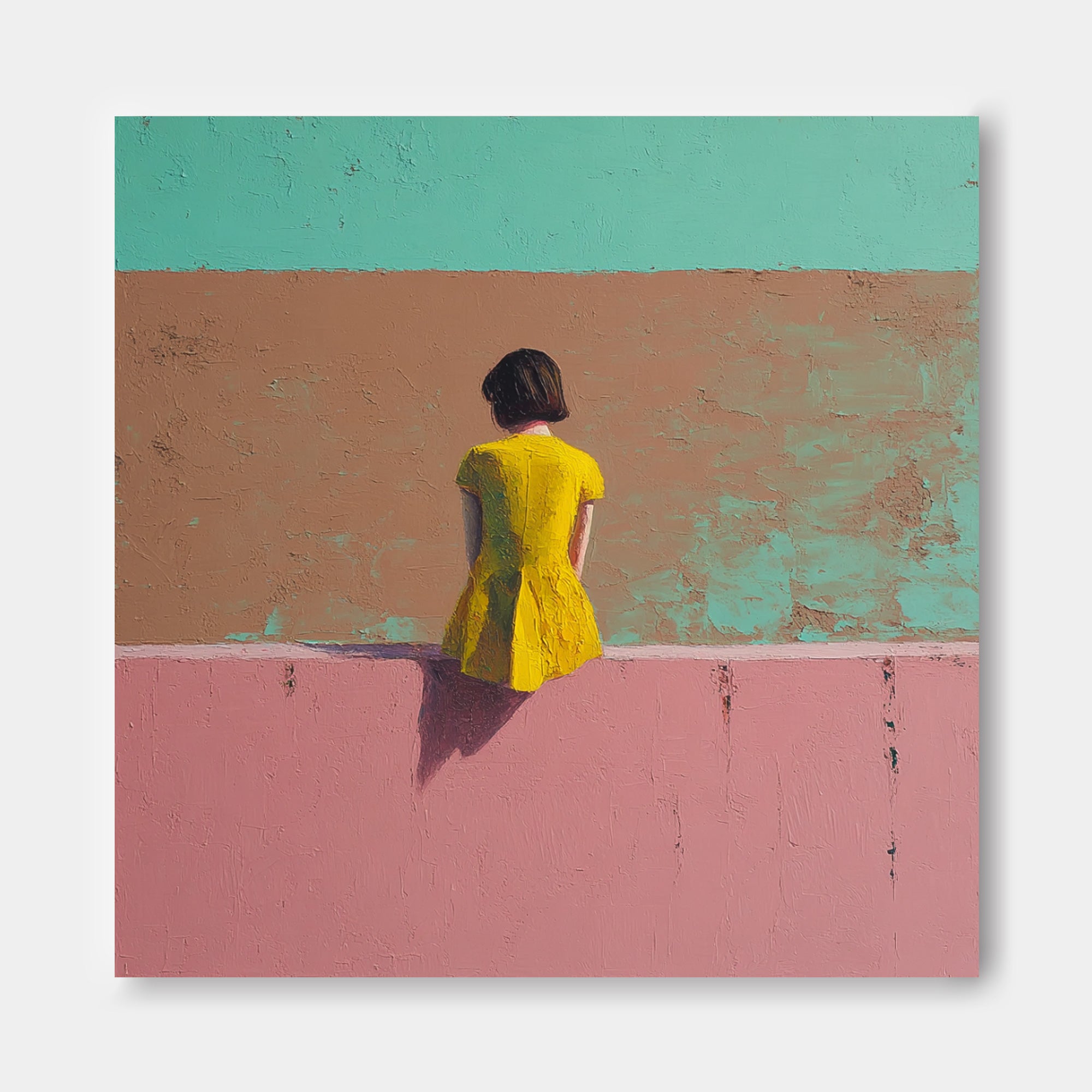 Minimalist Girl View Of Back Painting Color Wall Art Abstract Warm atmosphere Art For Living Room