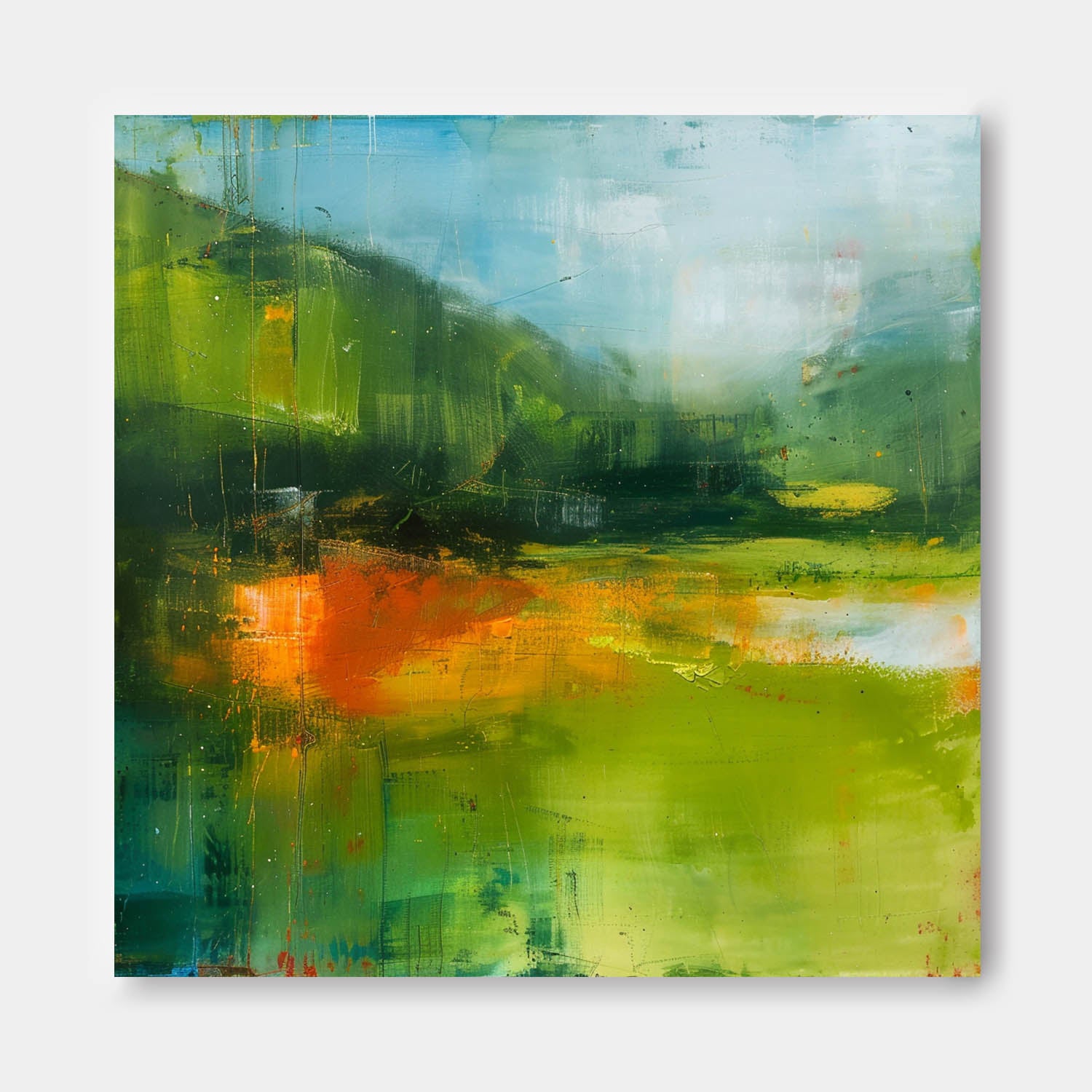 Modern Scenery Nature Art Green Original Landscape Wall Art Large Abstract Oil Painting Canvas Home Decor