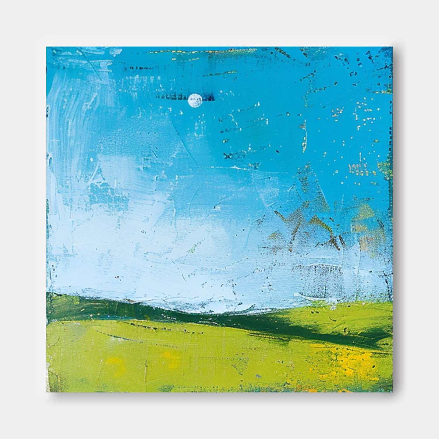 Square Modern Nature Art Large Abstract Green Field Oil Painting On Canvas Original Wall Art Home Decor