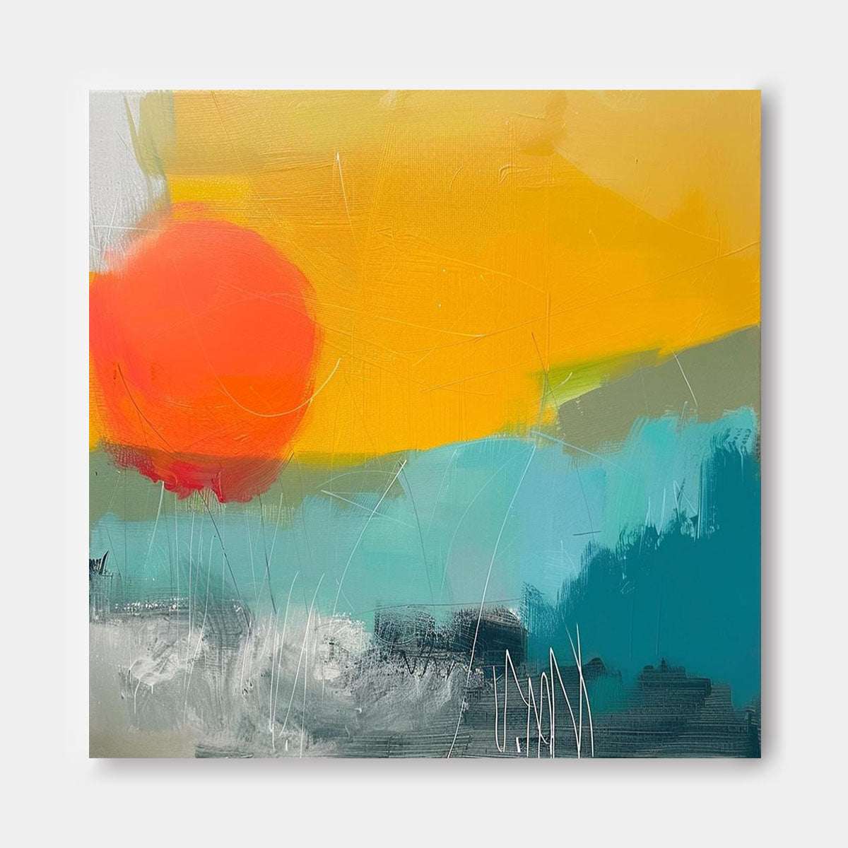 Modern Bright Color Abstract Acrylic painting Graffiti Oil Painting Canvas Original Sunset Artwork