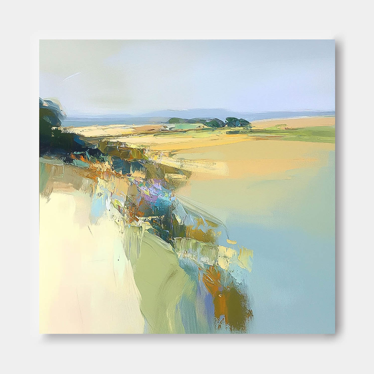 Abstract Landscape Scraper painting Large Abstract Texture Canvas Wall Art Modern Green Minimalist Painting