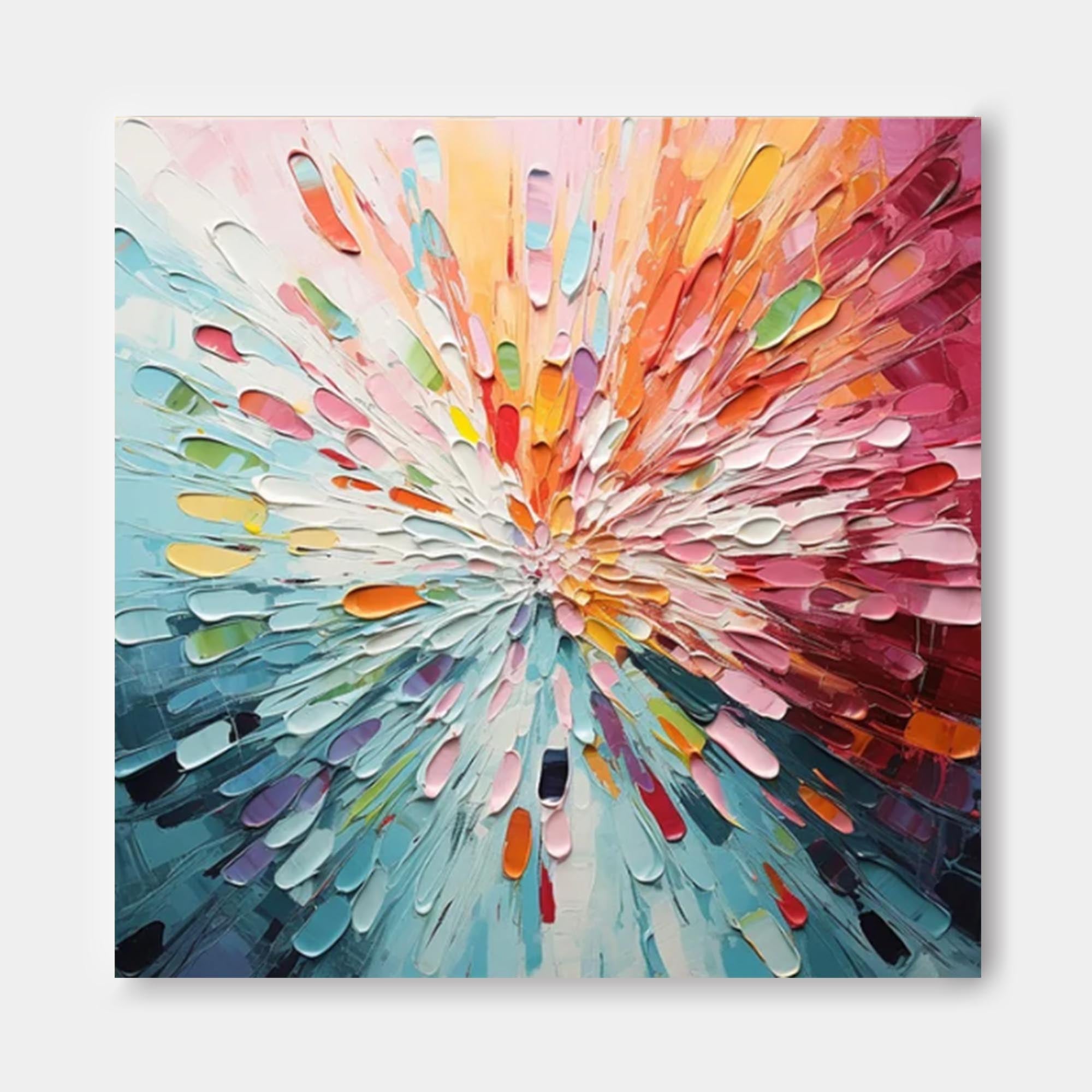 Original Large Colorful Acrylic Painting Canvas Vibrant Colorful Abstract Flowers Oil Painting Modern Wall Art Home Decor