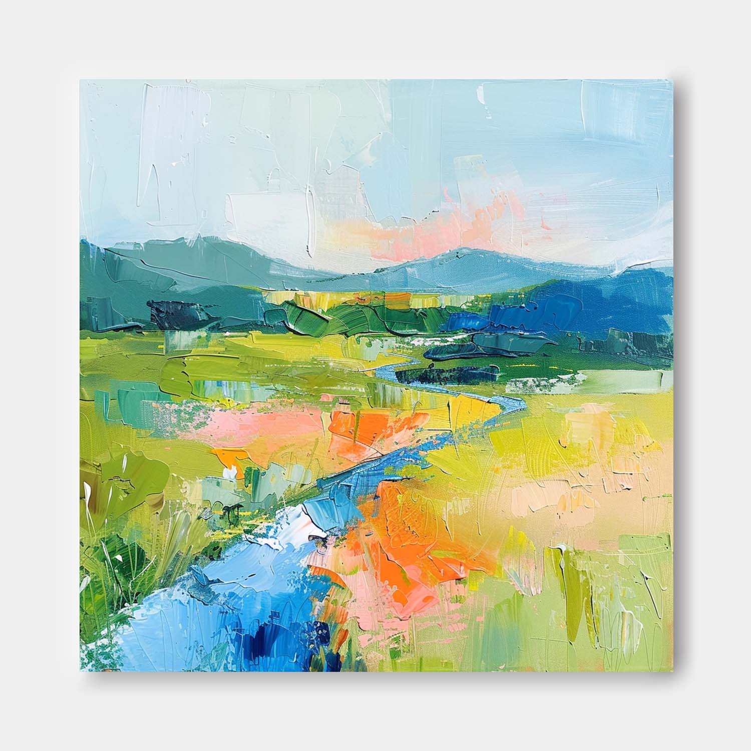 Large Abstract Oil Painting On Canvas Original Landscape Wall Art Modern Minimalist Nature Art for Living Room