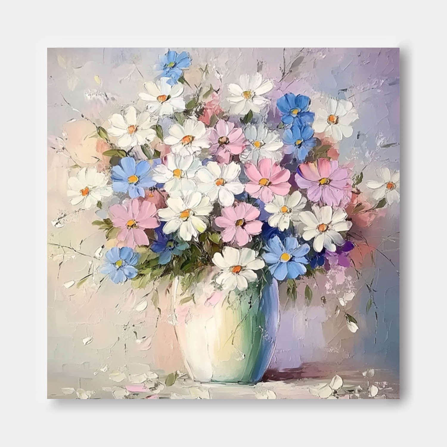Contemporary Floral Wall Art Large Textured Flower Painting Original Exquisite Vase Art For Living Room