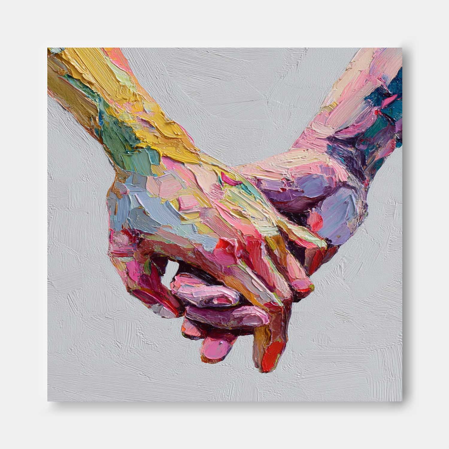 Abstract Colorful Wall Decor For Cozy Home Rainbow Geometric Hands Art Minimalist Yet Heartwarming Art Piece