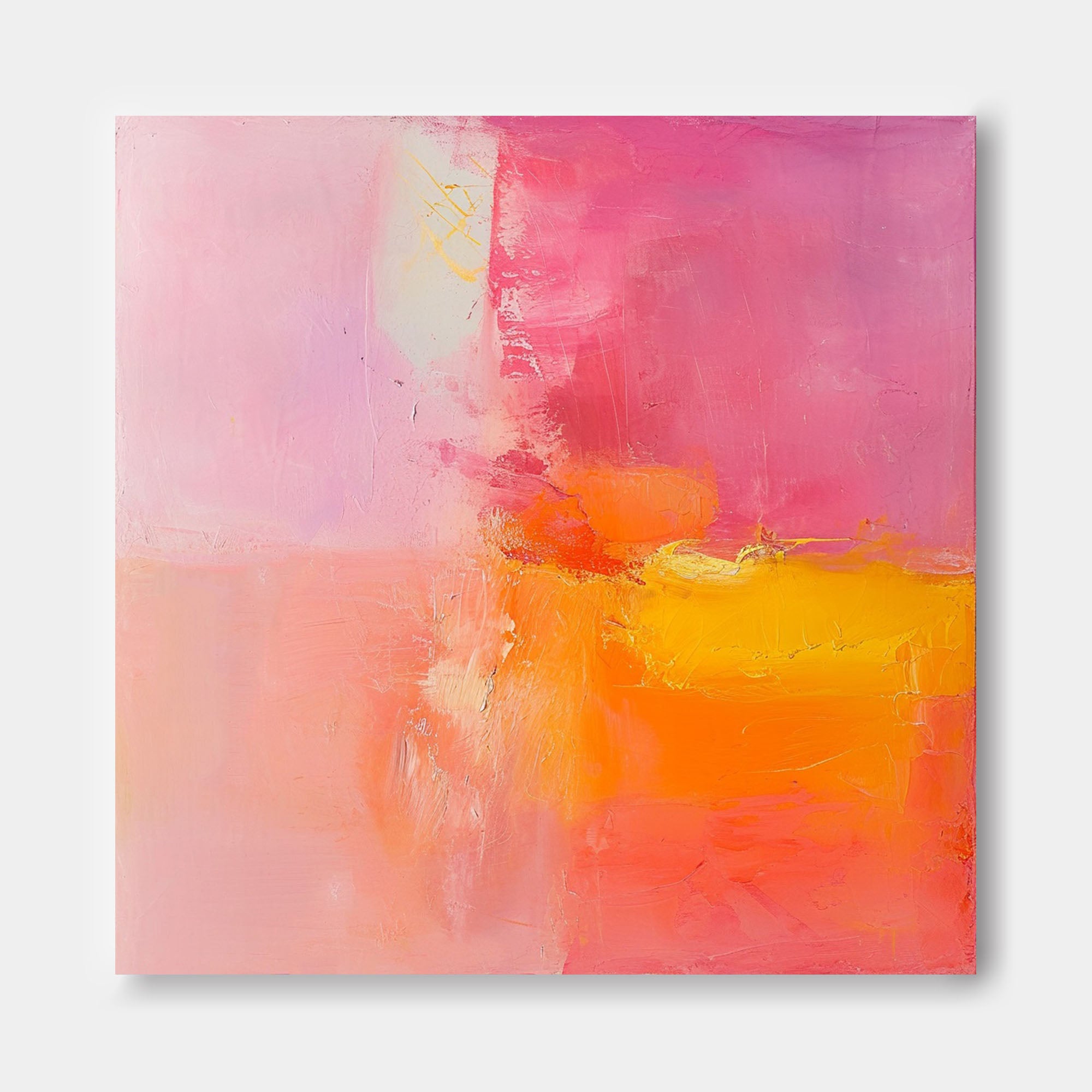 Framed Abstract Wall Art Original Abstract Painting For Sale Pink And Yellow Painting Canvas For Living Room