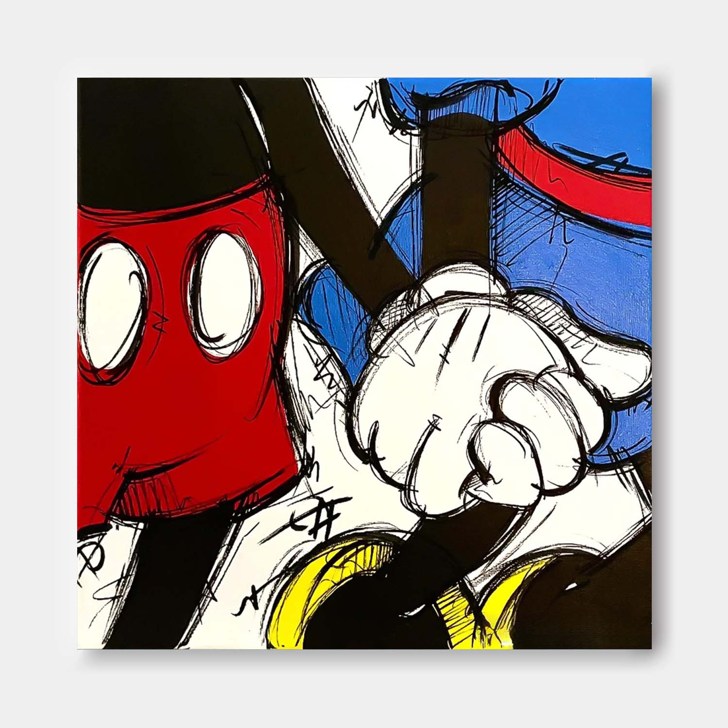 Square Colorful Abstract Wall Art Original Graffiti Disney Characters Painting Canvas Large Artwork