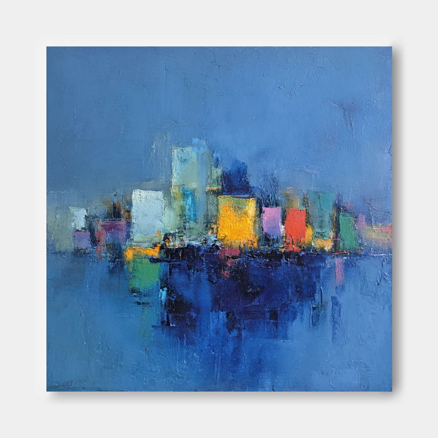 Modern Colorful Abstract Urban Oil Painting Large Acrylic painting Original Architecture Wall Art Home Decor