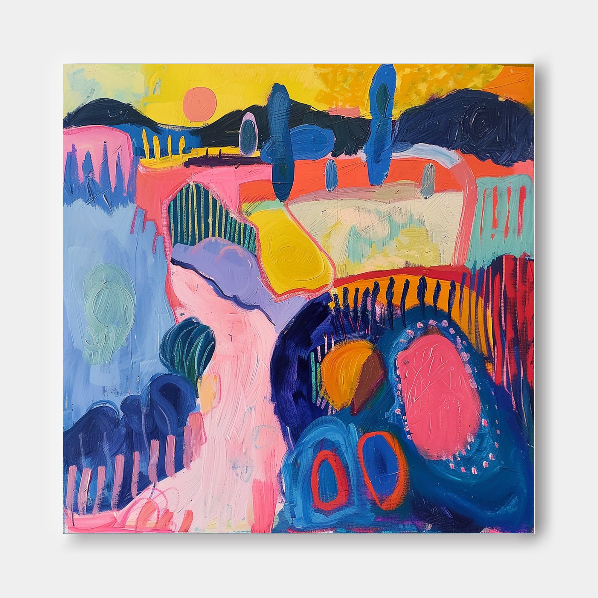 Original Scenery Oil Painting Abstract Graffiti Wall Art Color Texture Acrylic painting Contemporary Art