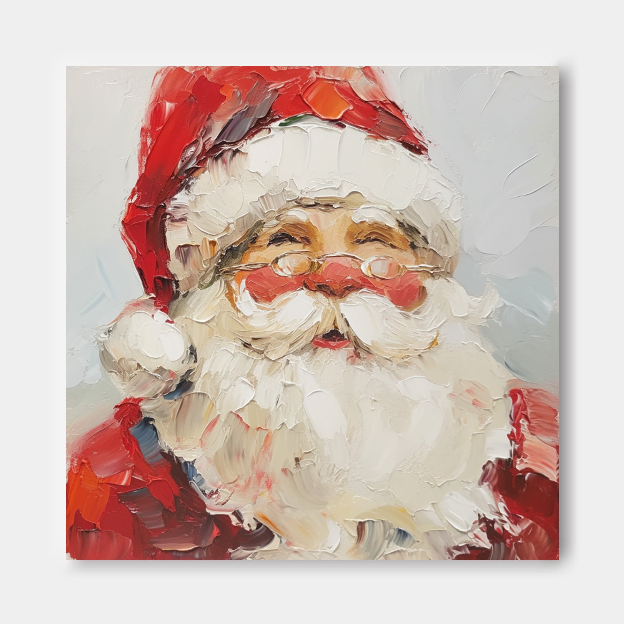 Vintage Santa Claus Painting Christmas Wall Art Rustic Classic Santa Xmas Holiday Decor Winter Santa