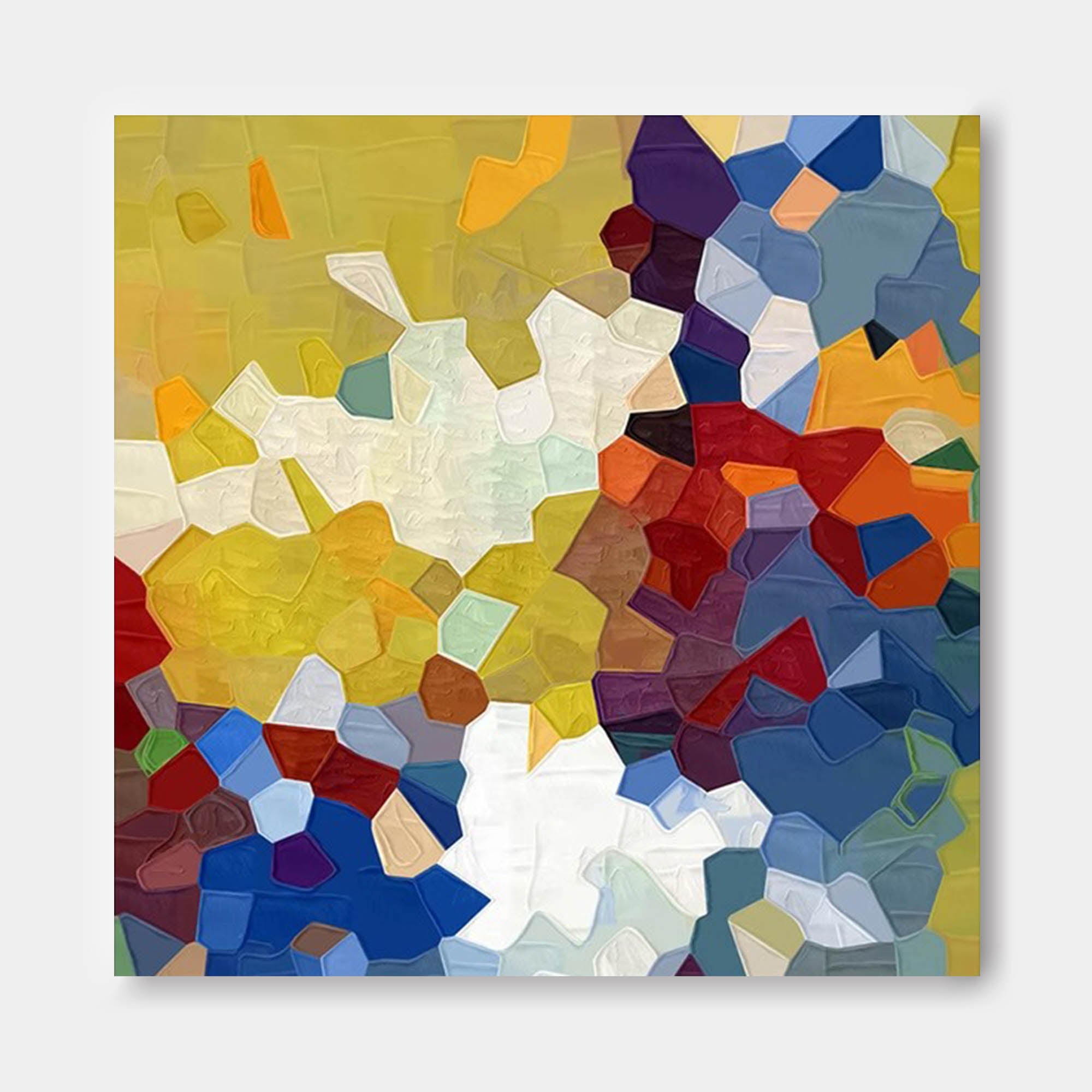 Yellow And Blue Abstract Oil Painting On Canvas Modern Wall Art Large Original Blue Acrylic Painting For Living Room