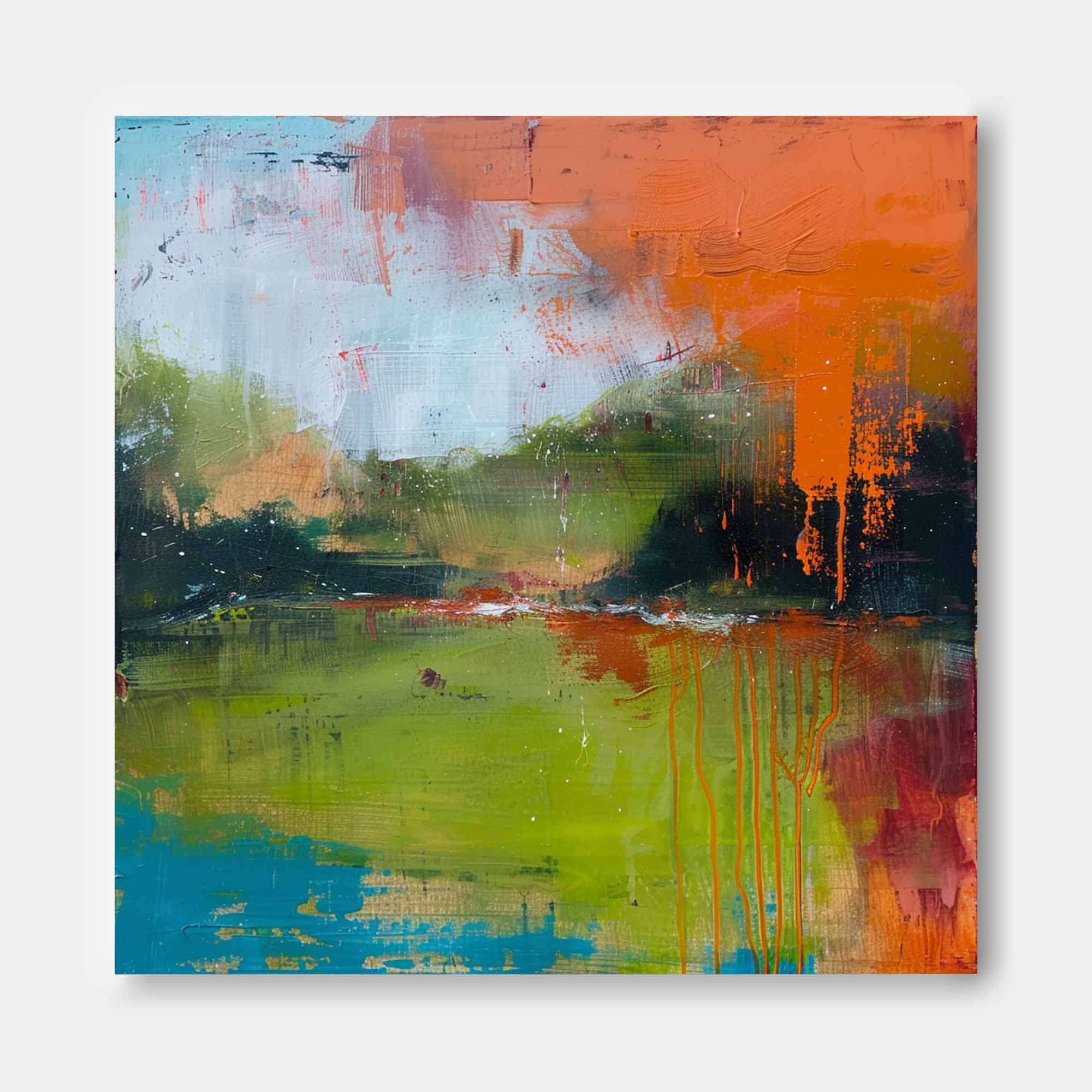 Large Retro Abstract Oil Painting Canvas Modern Scenery Nature Art Original Landscape Wall Art Home Decor