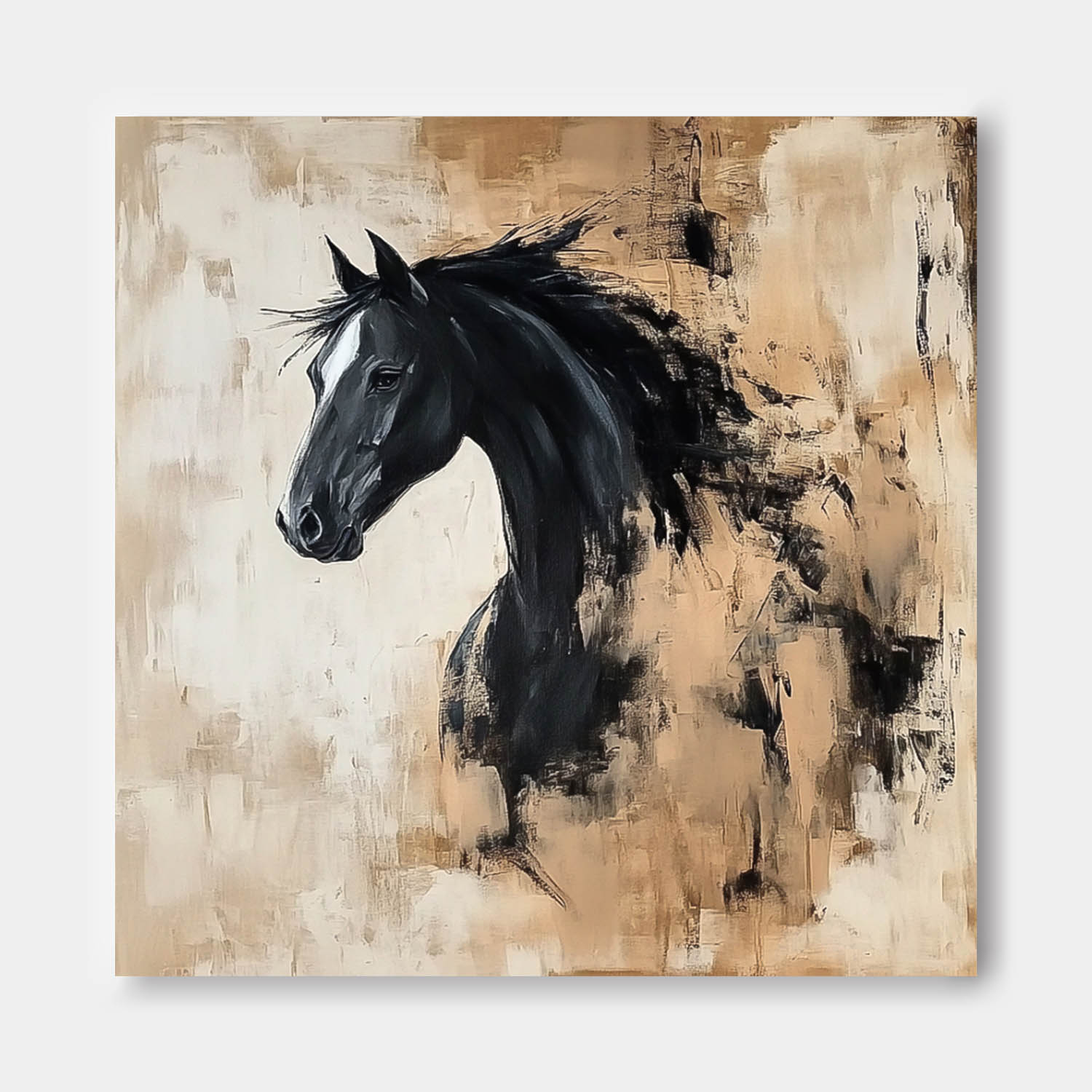 Original Abstract Horse Wall Art Large Retro Animal Artwork Home Decor Square Oil Painting Canvas