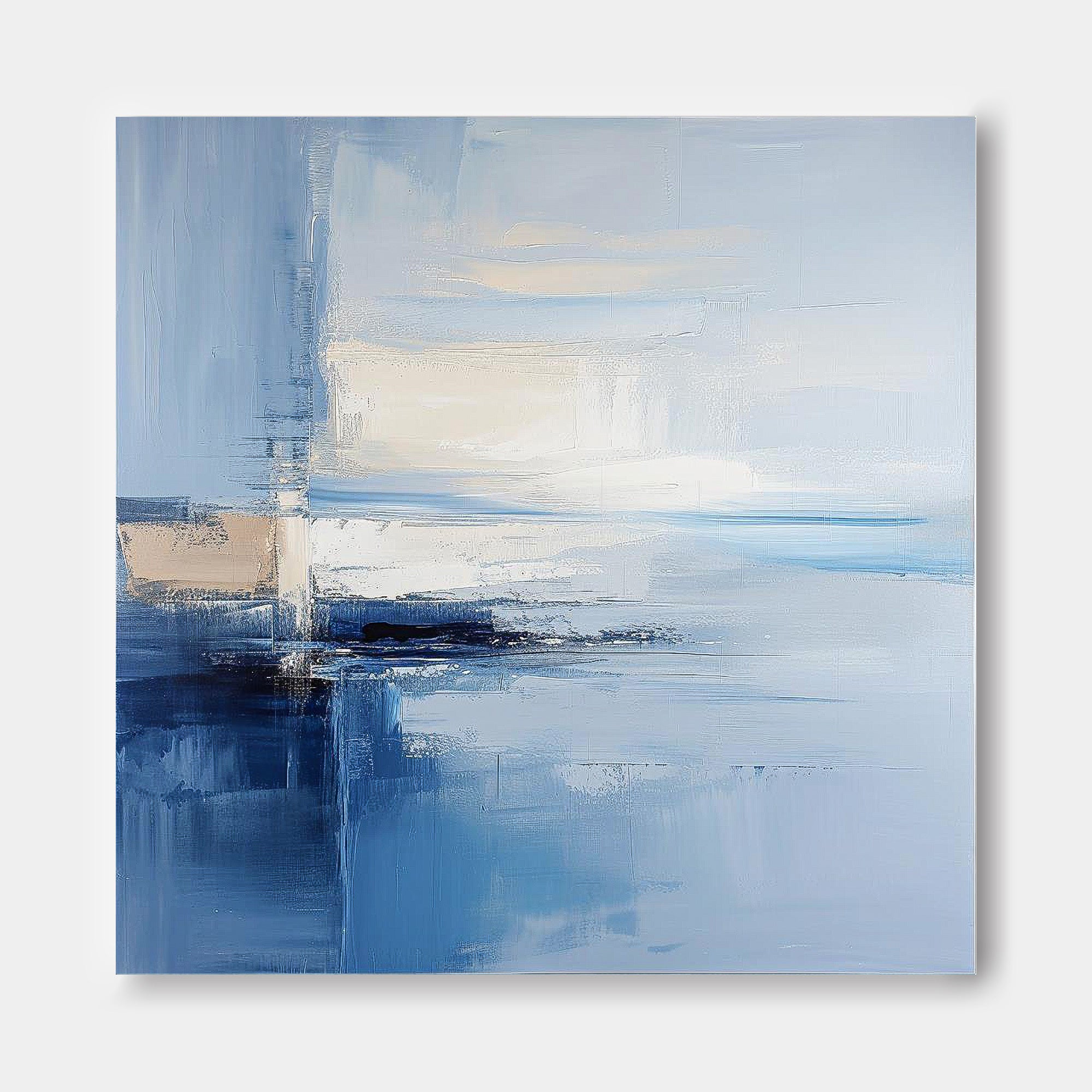 Original Blue Abstract Wall Art Big Modern Abstract Oil Painting Contemporary Art