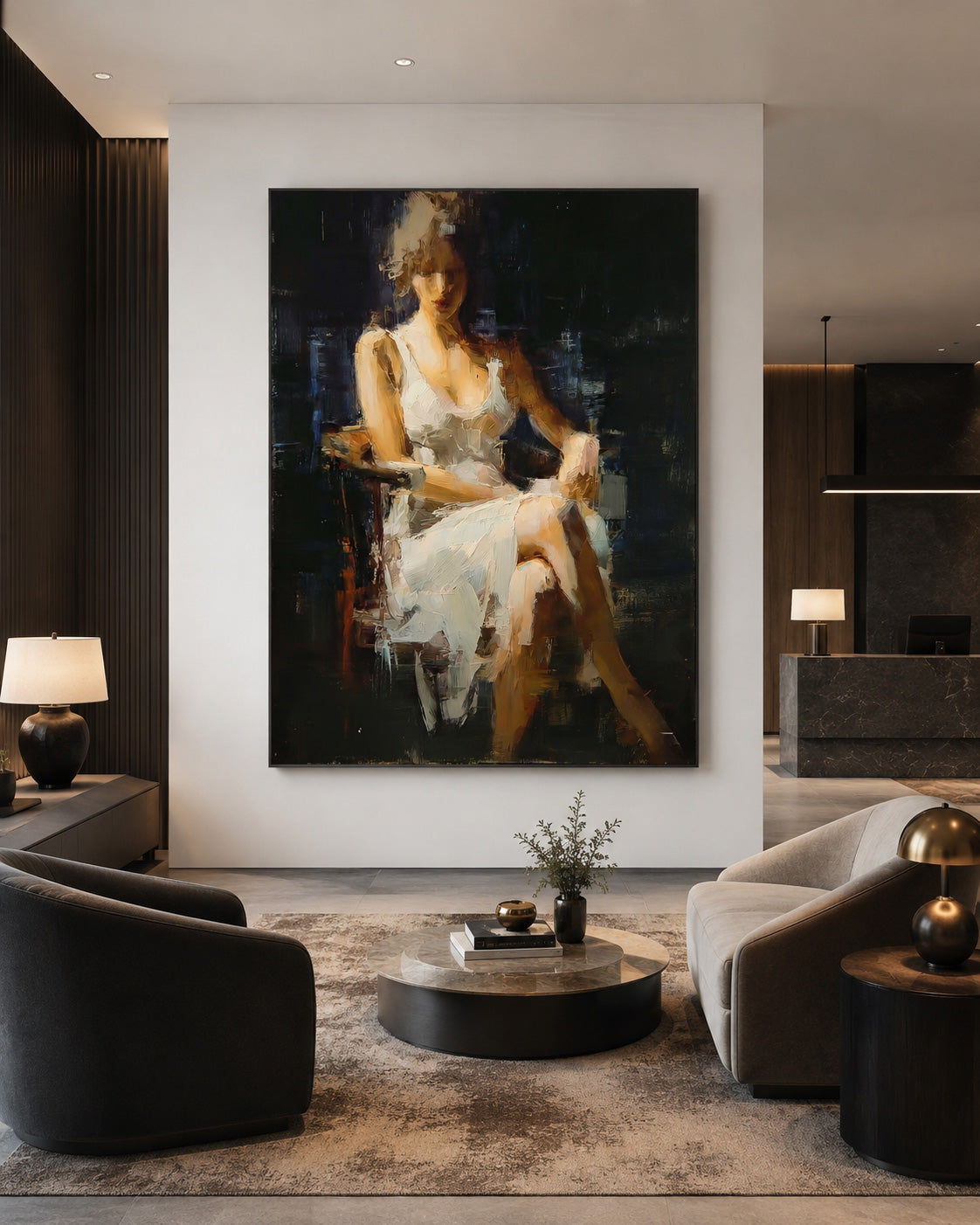 Vintage Woman Oil Painting On Linen Canvas With Expressive Brushwork For Home Decor