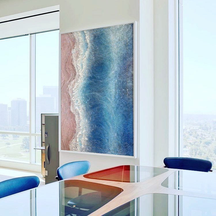 Blue And Pink Texture Ocean Abstract Oil Painting Large Ocean Original Painting On Canvas Modern Wall Art Living Room Decor