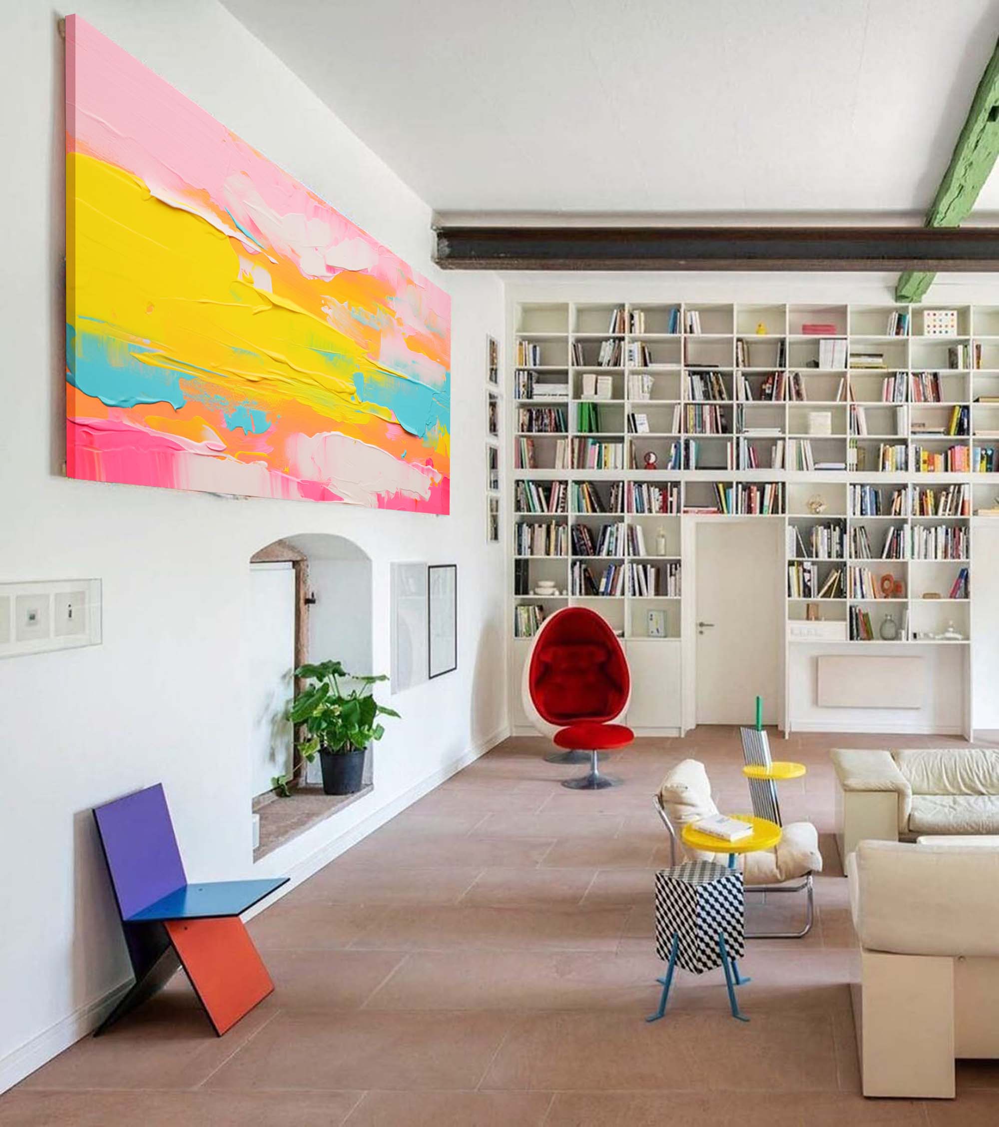 Large Bright Colorful Acrylic Painting Original Oil Painting On Canvas Modern Abstract Living Room Wall Art