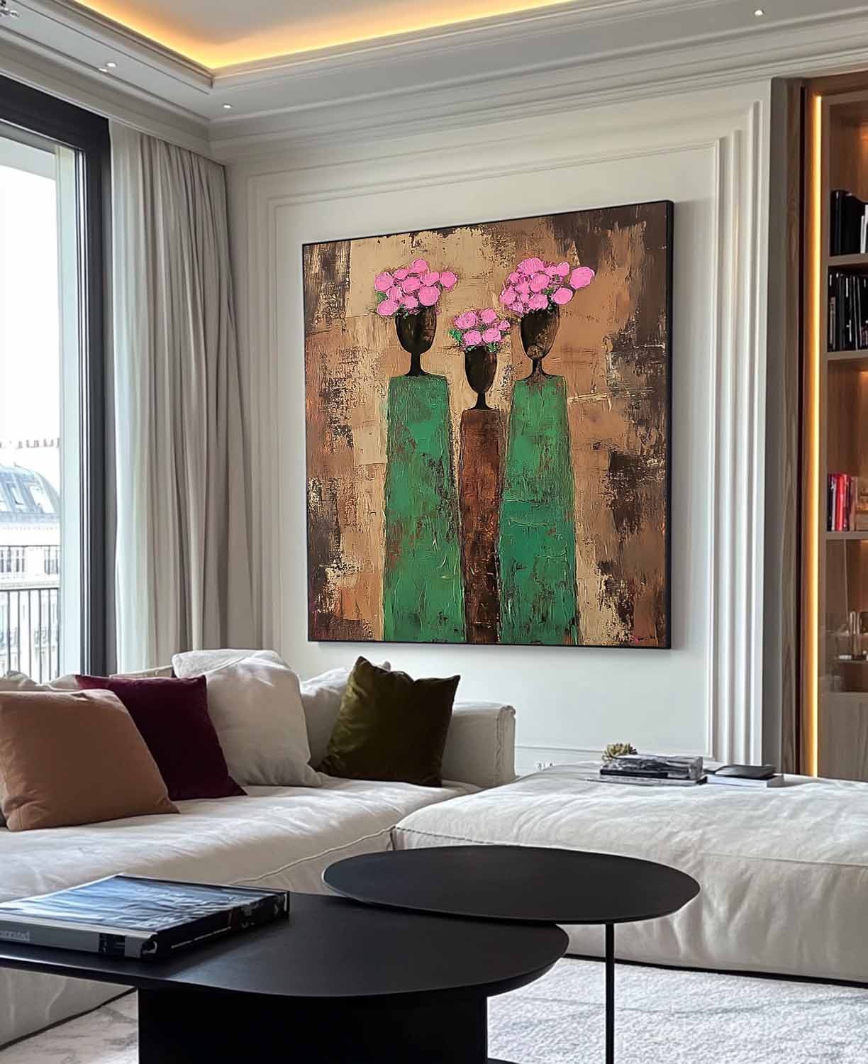 Abstract Simple Characters Artwork Original Retro Painting Brown Modern People Silhouette Wall Art