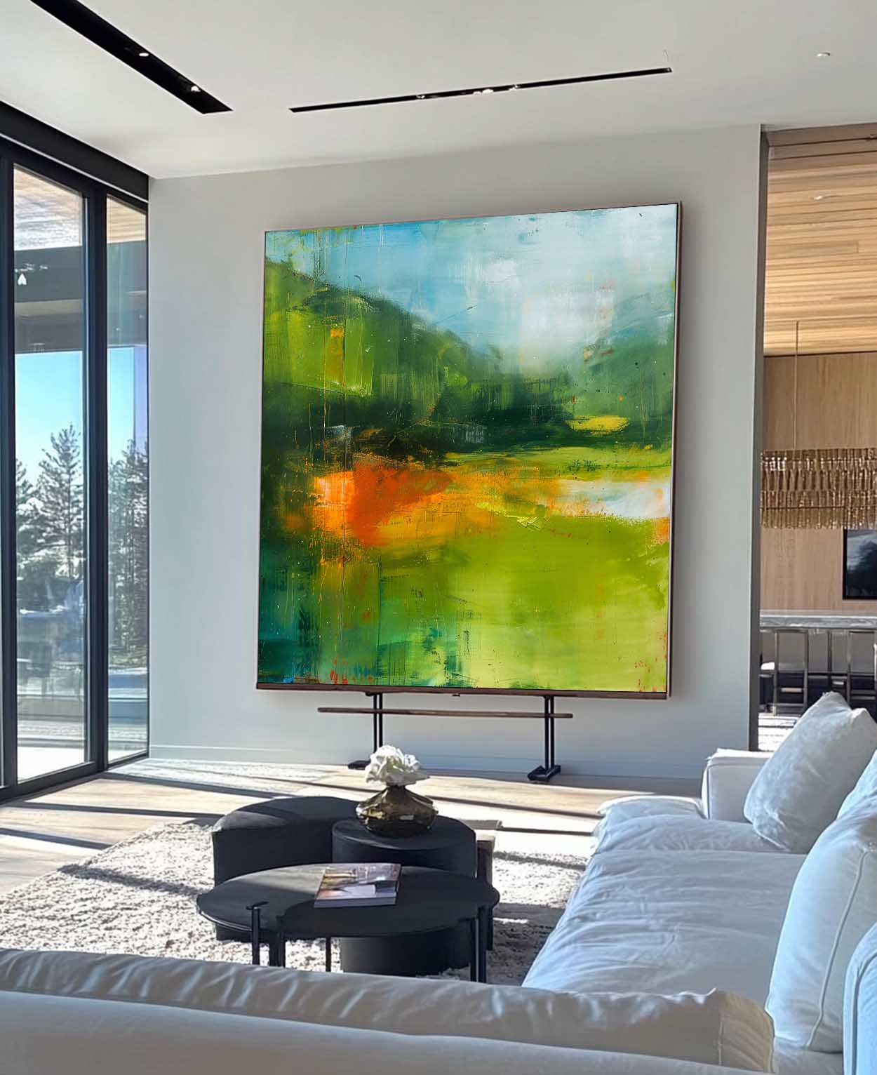 Modern Scenery Nature Art Green Original Landscape Wall Art Large Abstract Oil Painting Canvas Home Decor