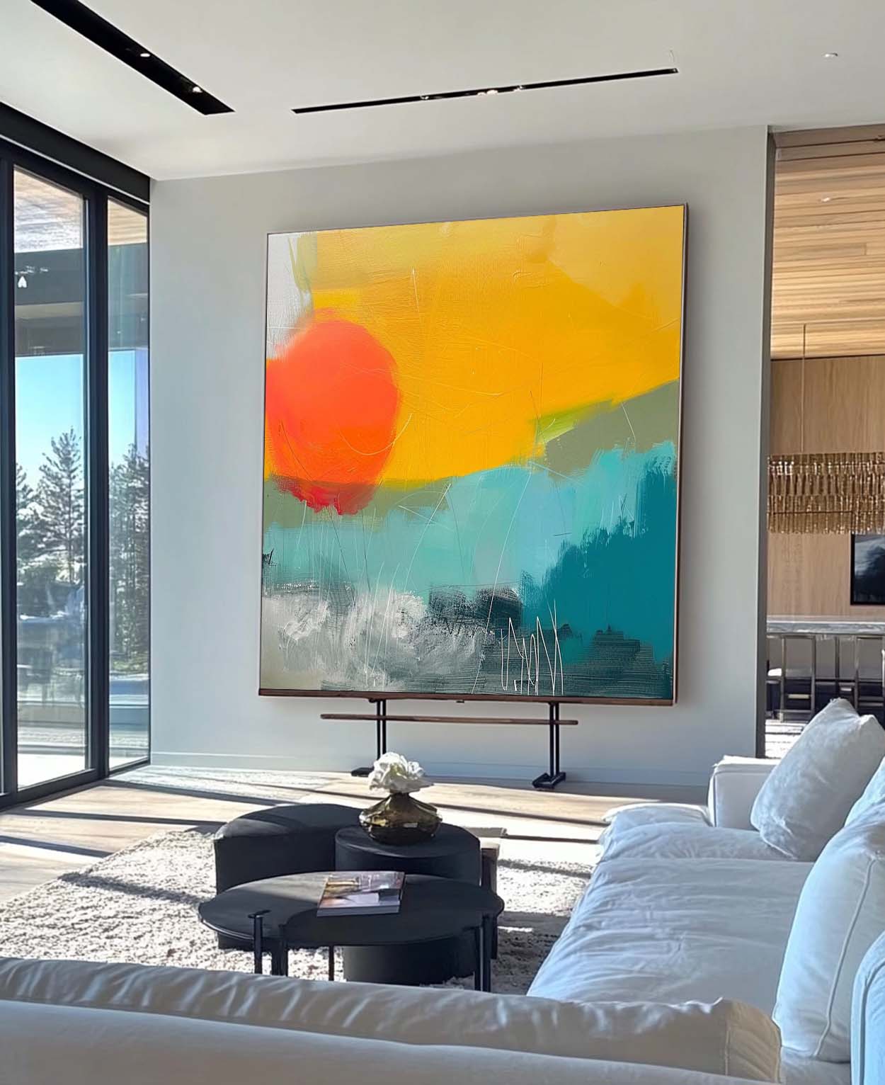 Modern Bright Color Abstract Acrylic painting Graffiti Oil Painting Canvas Original Sunset Artwork