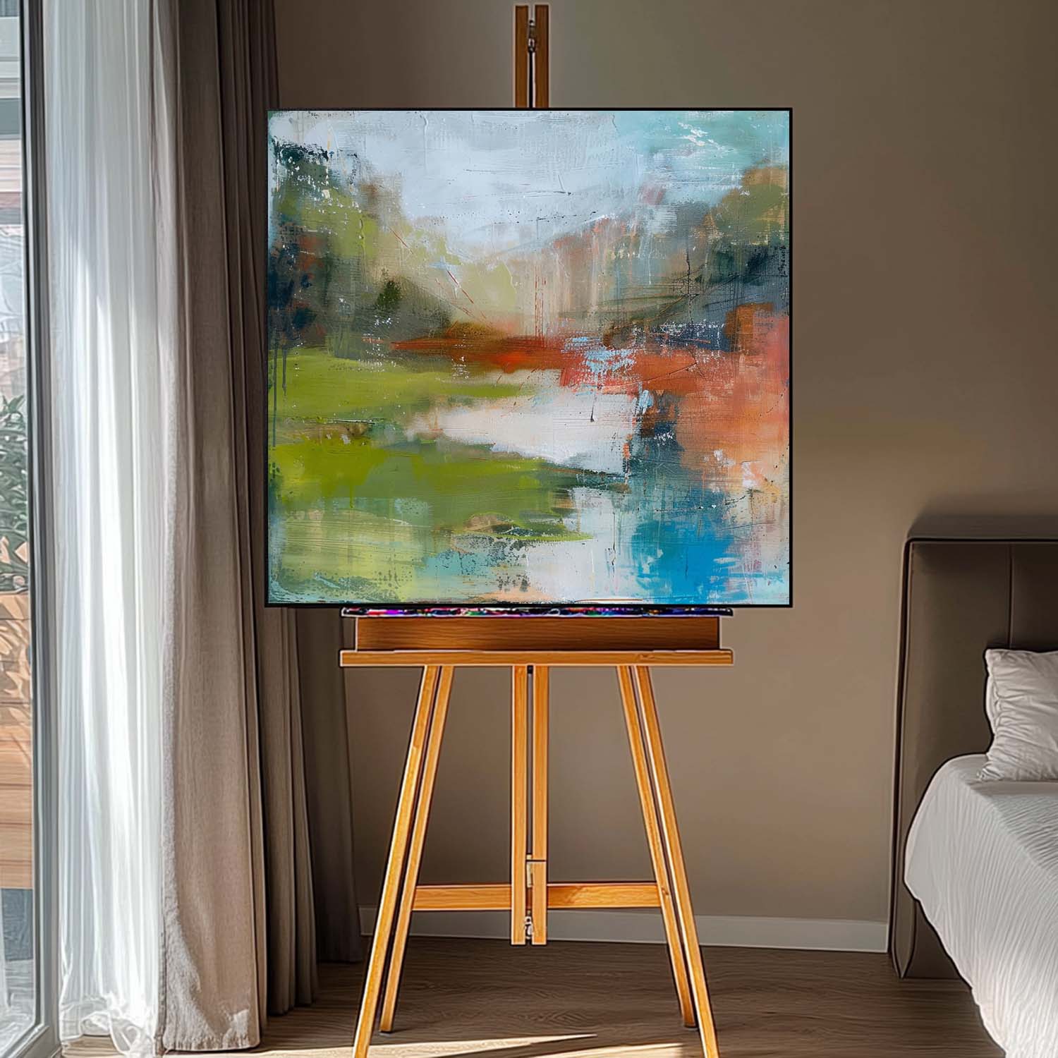 Large Abstract Oil Painting Canvas Modern Scenery Nature Art Original Retro Landscape Wall Art Home Decor