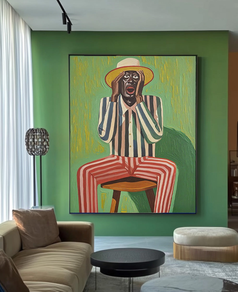 Textured humorous People Painting Canvas Original Large Abstract Exaggerated Expressions Figure Wall Art