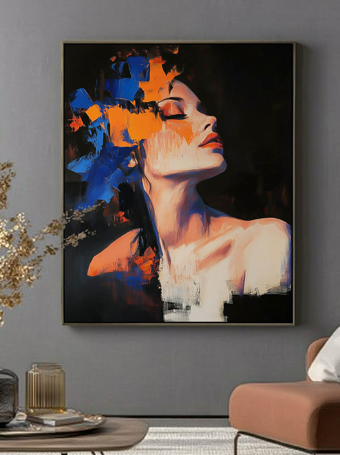 Woman Contemporary Artwork Original Texture Noble Lady Wall Art Abstract Female Oil Painting On Canvas